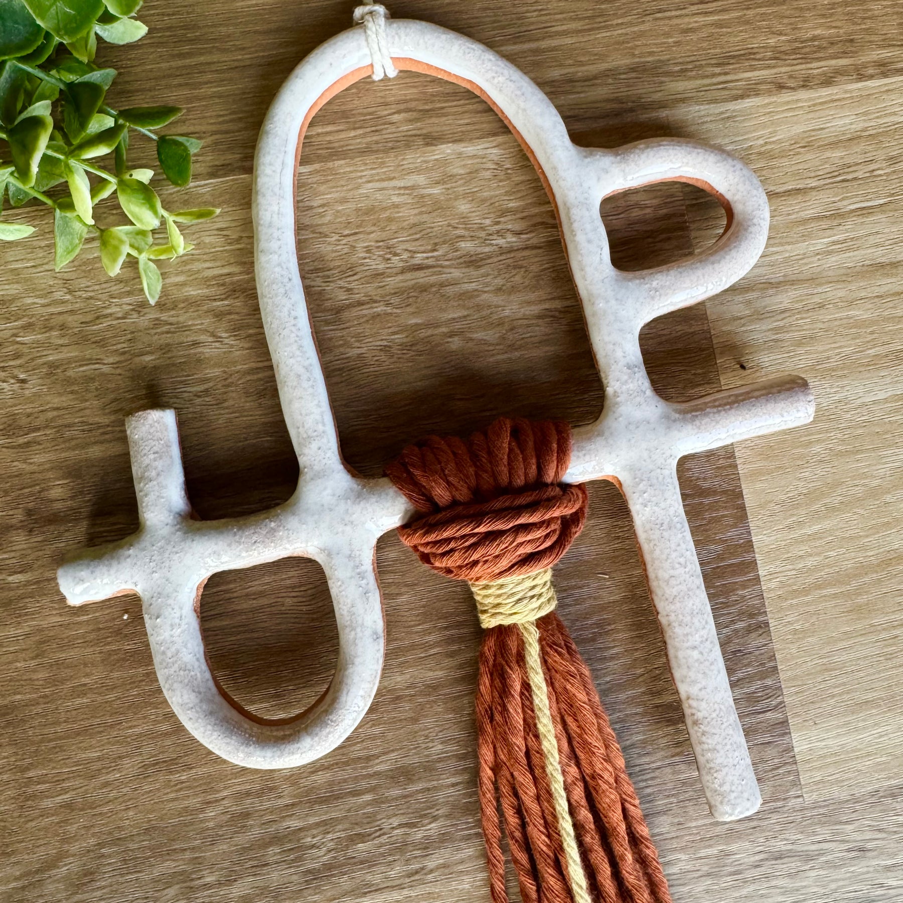 Clay and cord organic design wall hanging