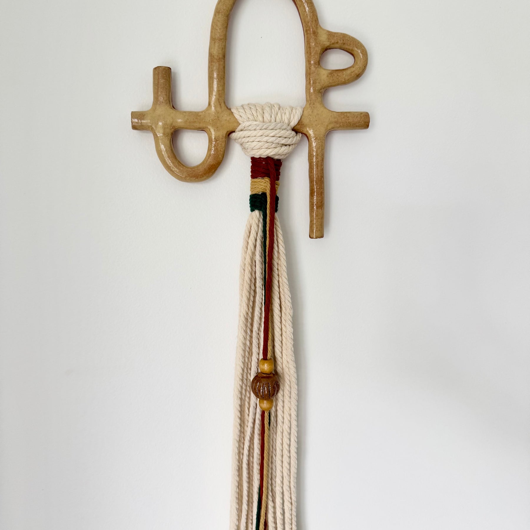 Clay  and cord organic design wall hanging