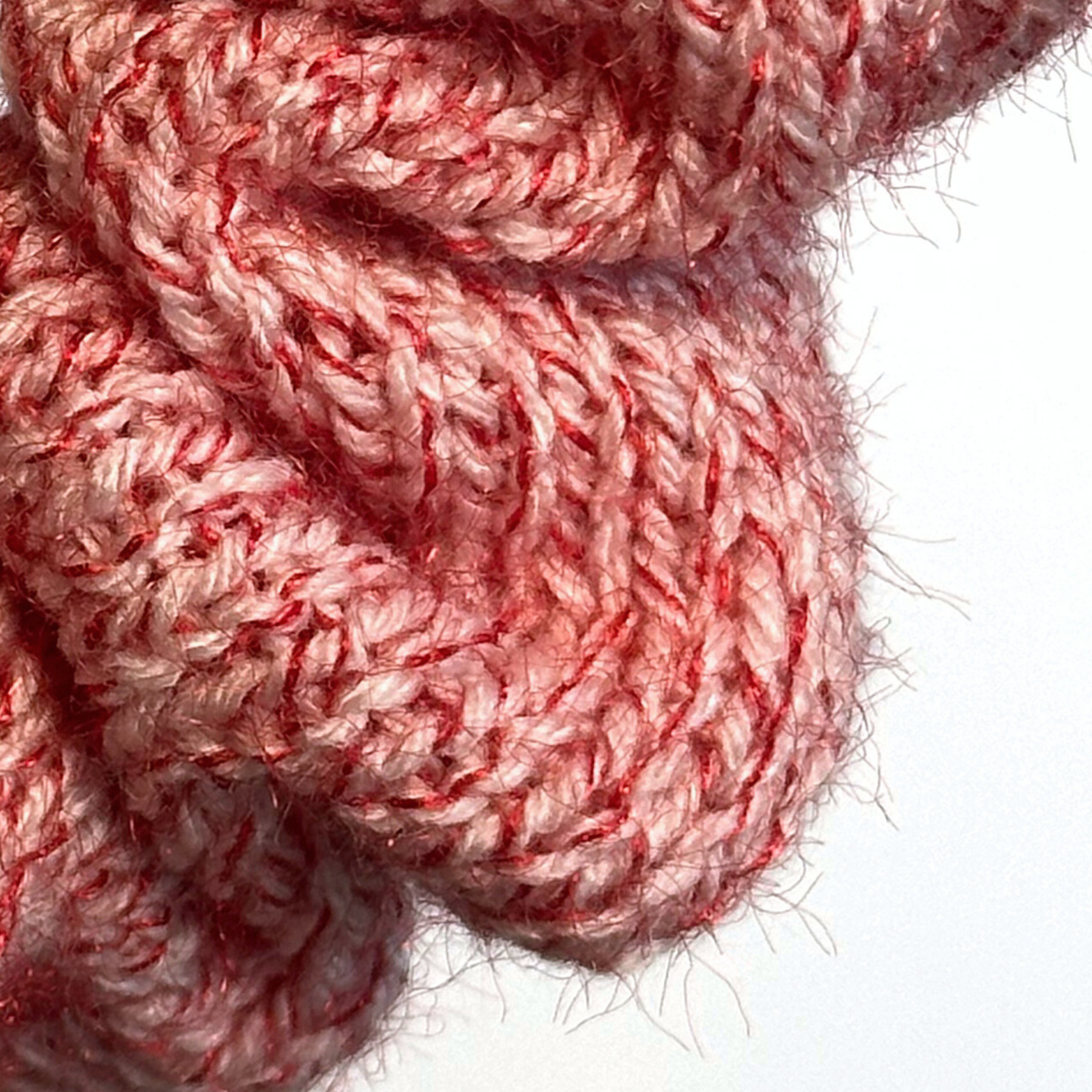 Oversized Candy Cane Knit Ruffled Scrunchie