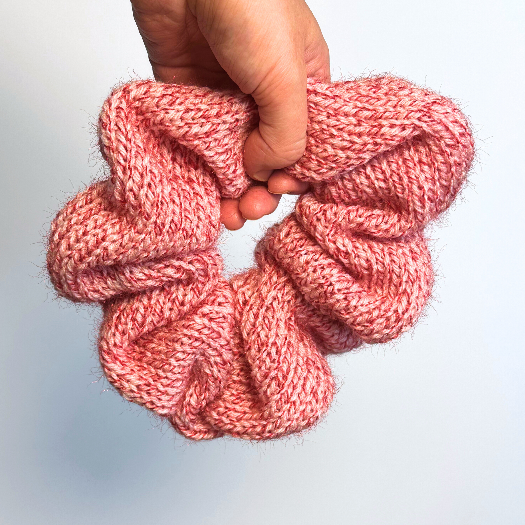 Oversized Candy Cane Knit Ruffled Scrunchie