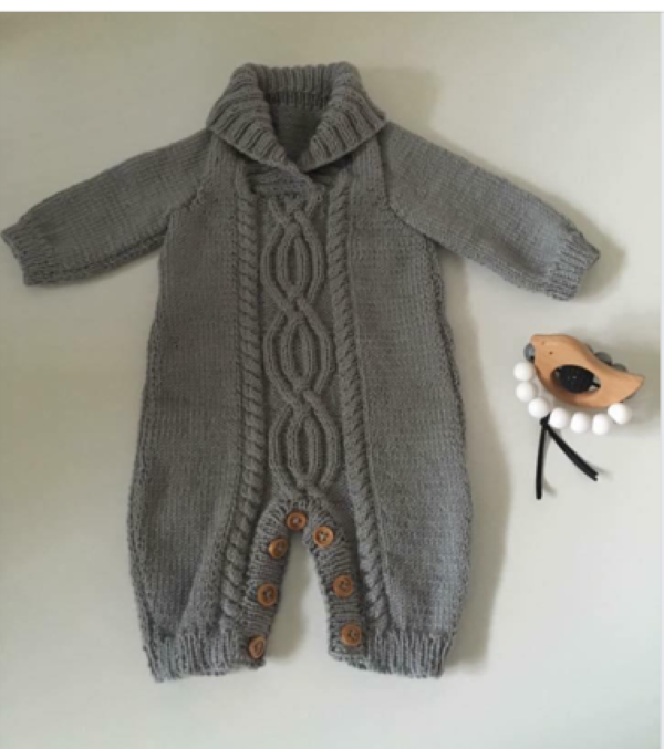 Diamond and Cable Jumpsuit 3 piece Set