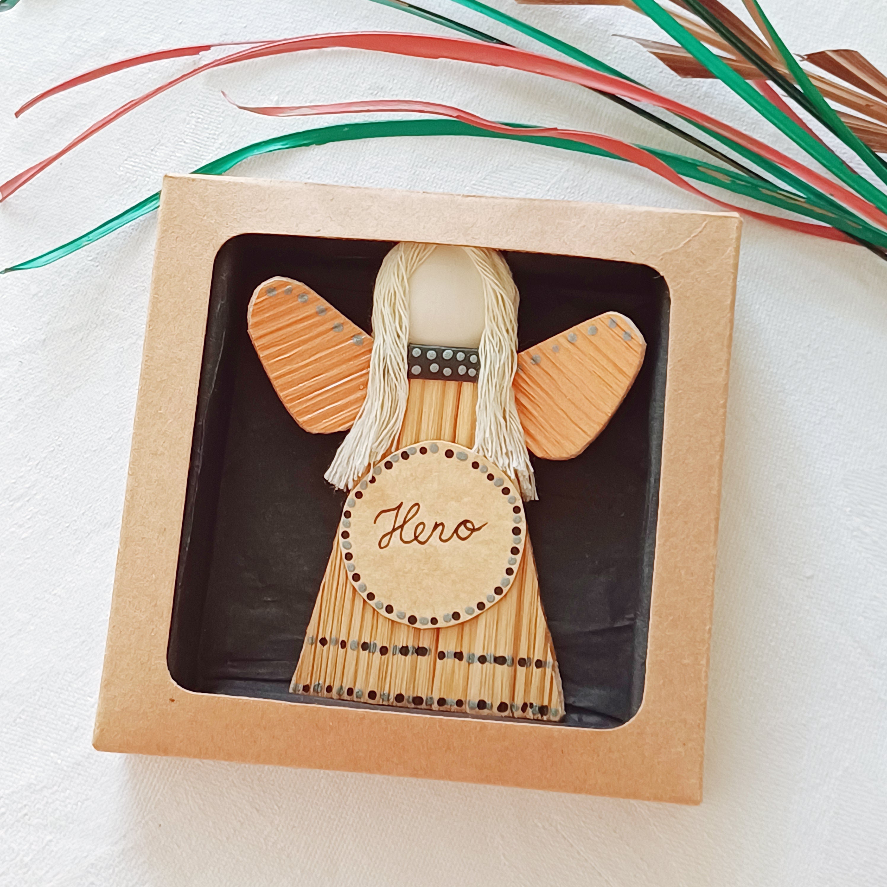 Hello - Little Palm Leaf Angel, Place for Handwritten Message