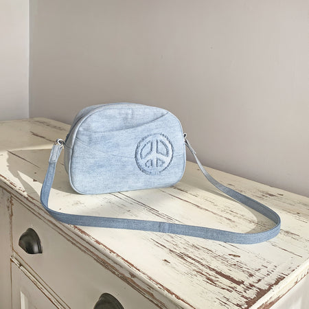 Handmade Upcycled Denim 'Peace' Shoulder Bag