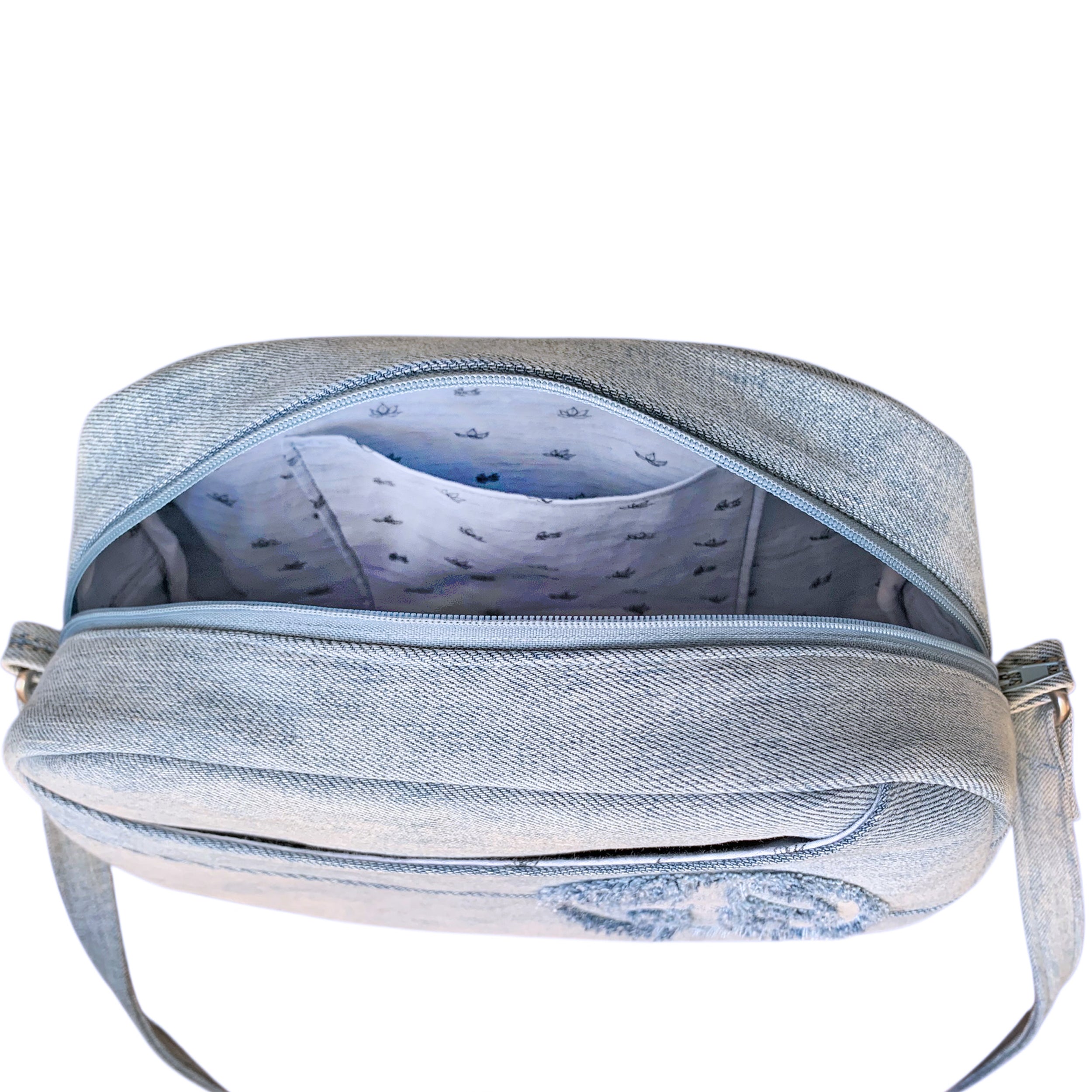 Handmade Upcycled Denim 'Peace' Shoulder Bag