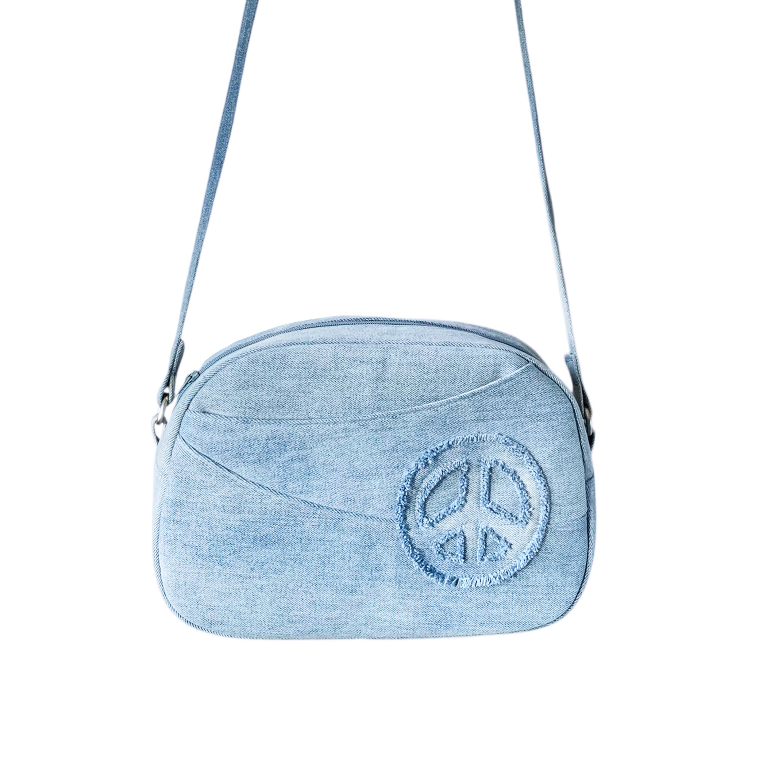 Handmade Upcycled Denim 'Peace' Shoulder Bag