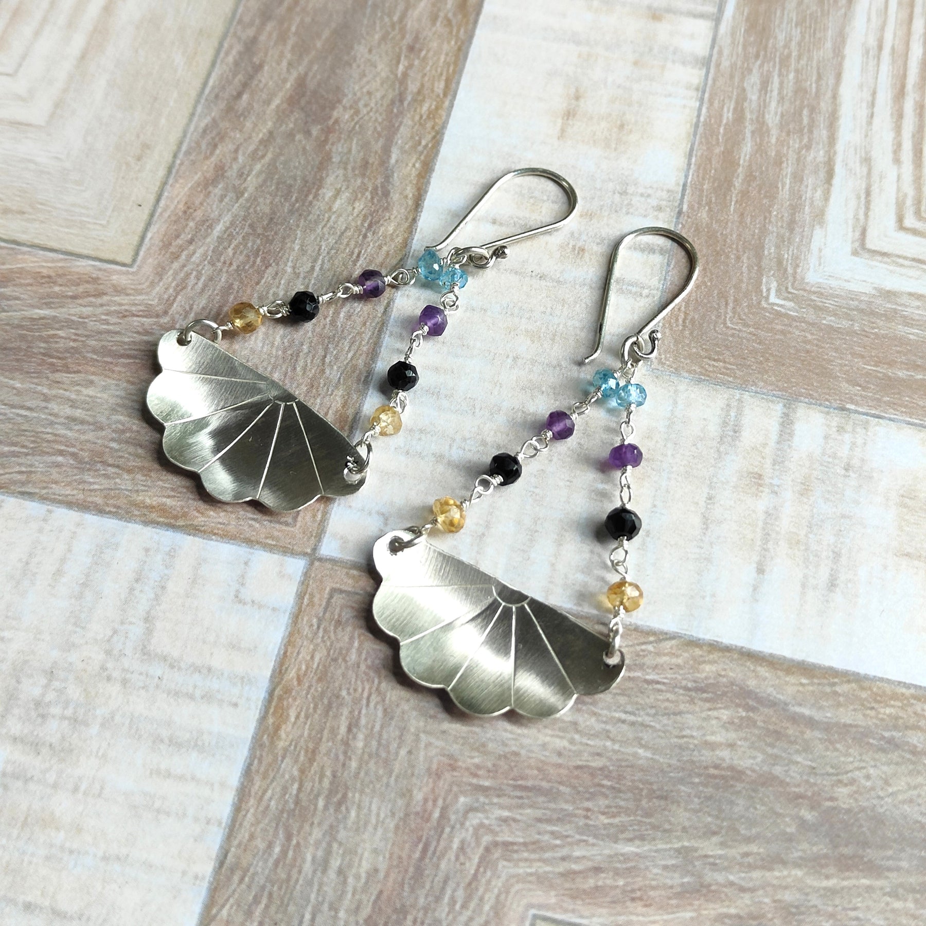 Japanese Iced Tea Spoon Earrings – Topaz, Amethyst, Spinel, Citrine