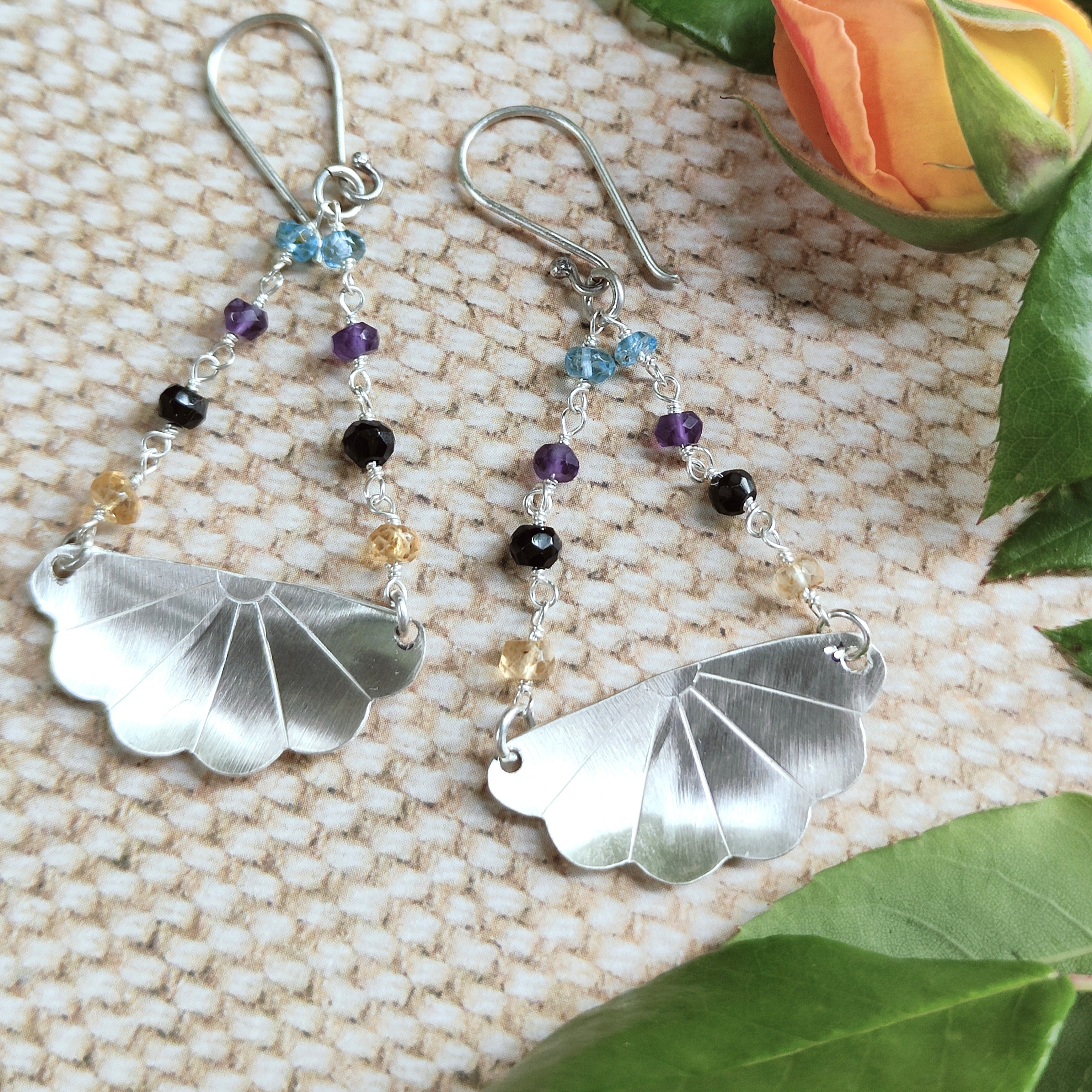 Japanese Iced Tea Spoon Earrings – Topaz, Amethyst, Spinel, Citrine