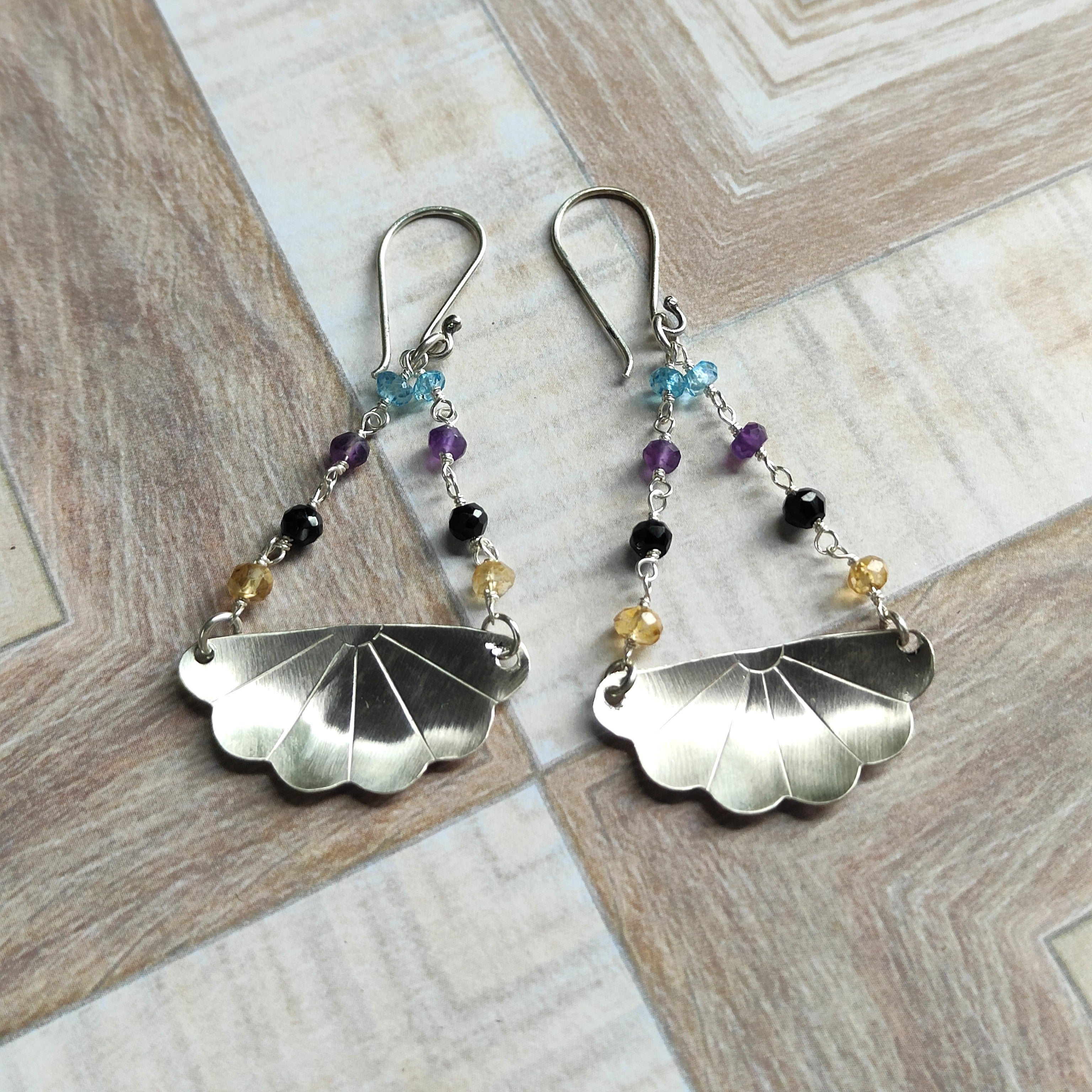 Japanese Iced Tea Spoon Earrings – Topaz, Amethyst, Spinel, Citrine