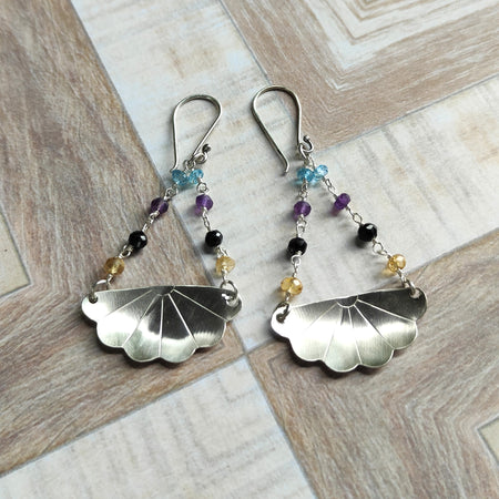 Japanese Iced Tea Spoon Earrings – Topaz, Amethyst, Spinel, Citrine