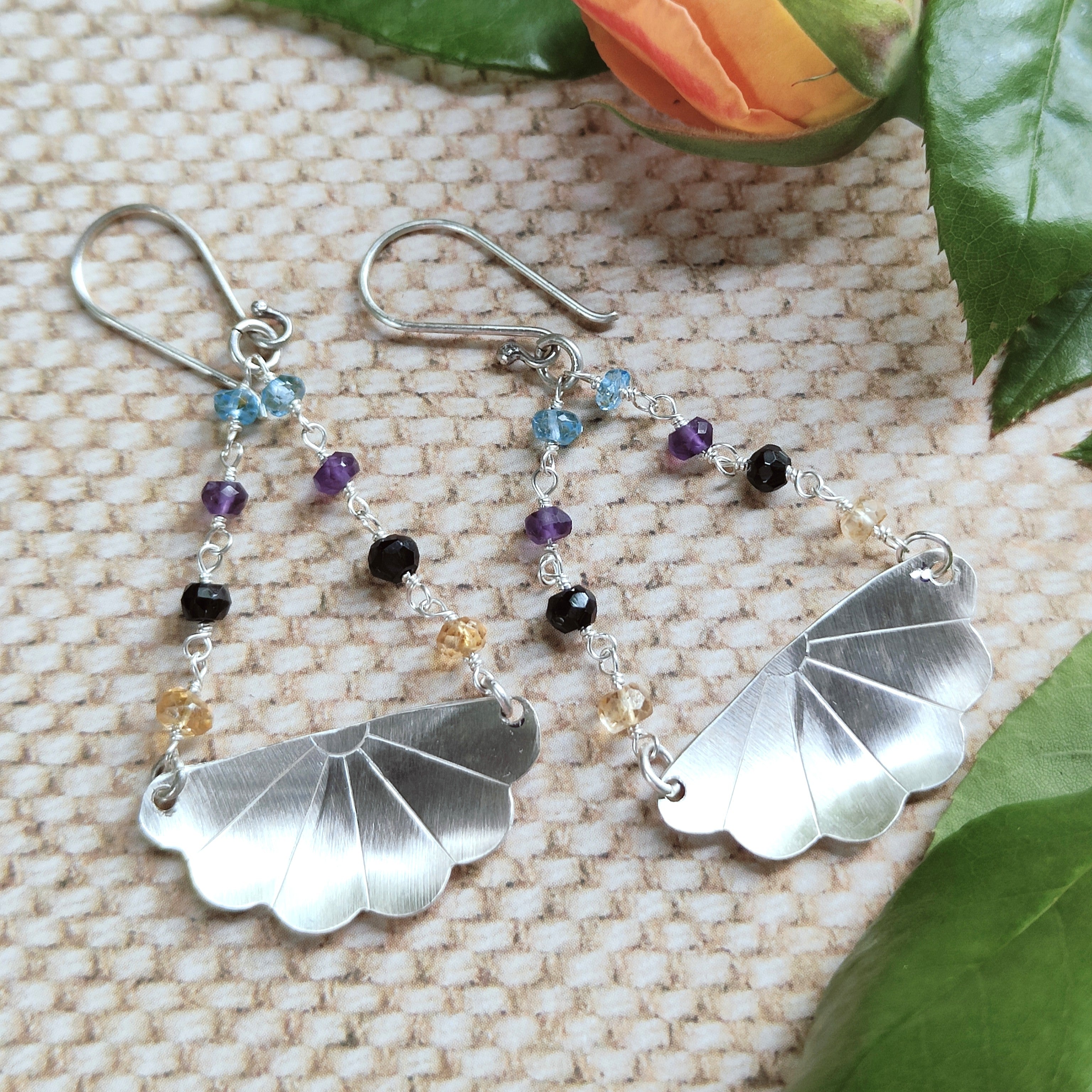 Japanese Iced Tea Spoon Earrings – Topaz, Amethyst, Spinel, Citrine