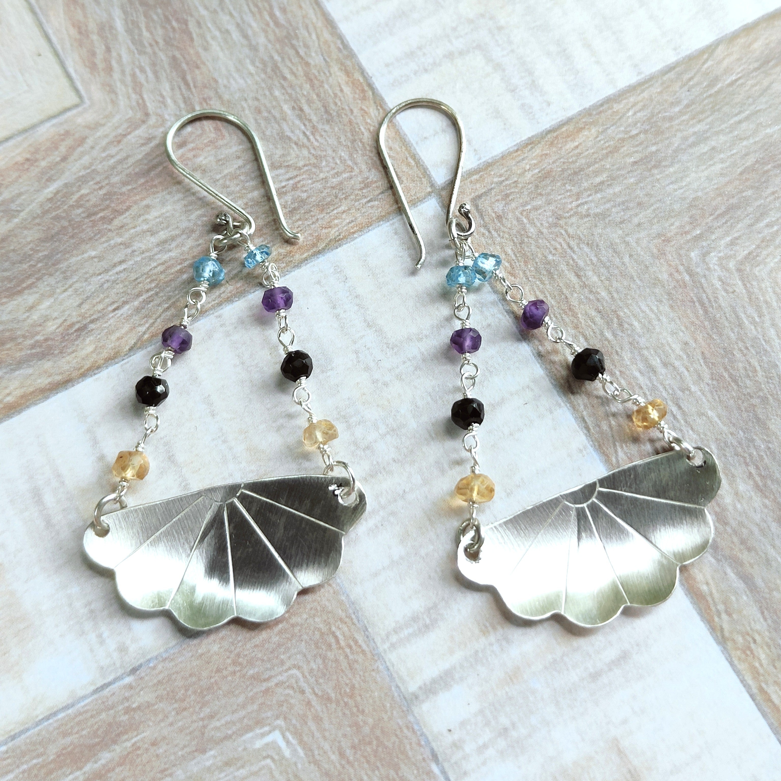 Japanese Iced Tea Spoon Earrings – Topaz, Amethyst, Spinel, Citrine
