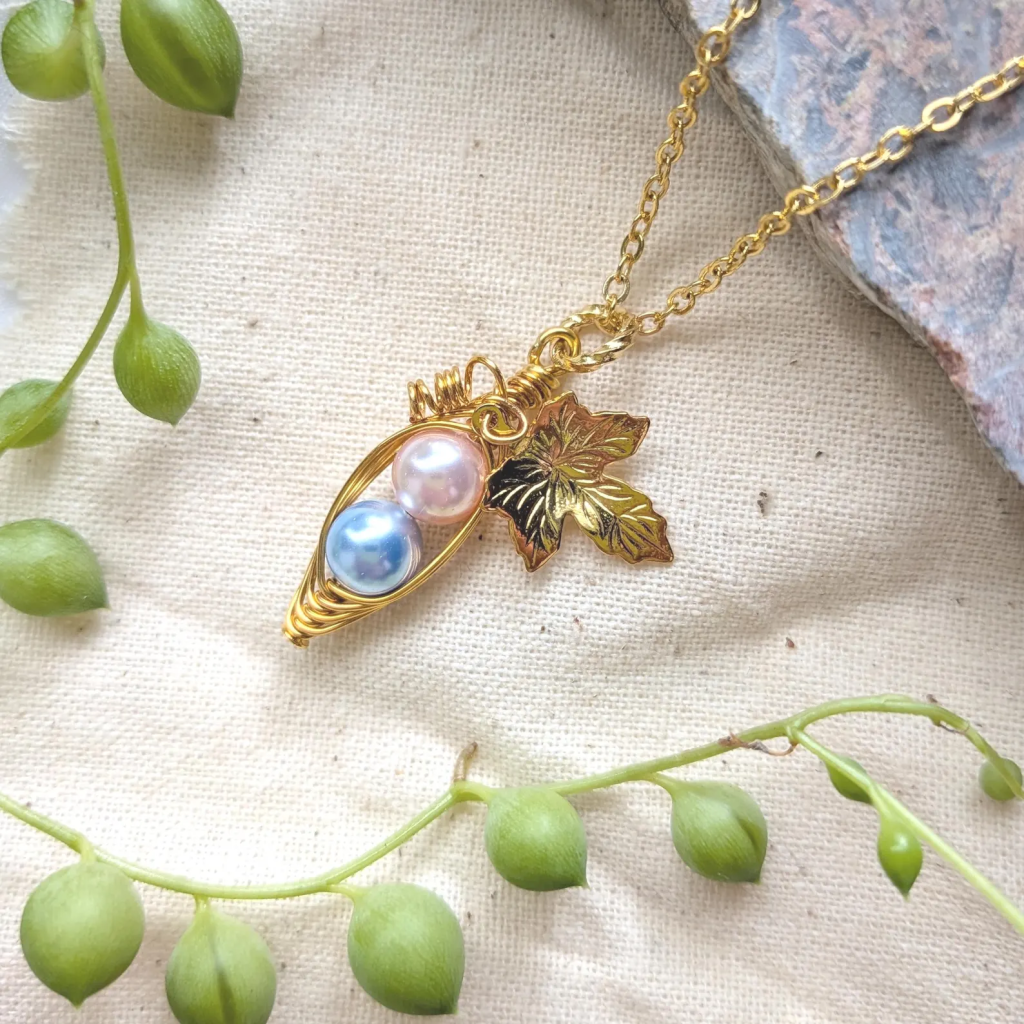 Two Peas in a Pod Necklace for Girl and Boy