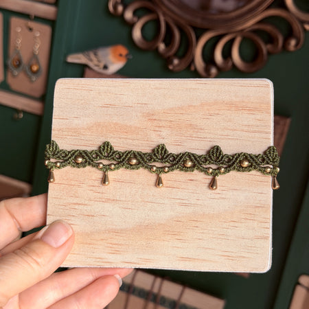 Macrame Vine Leaf Anklet - earthy forest fae collection
