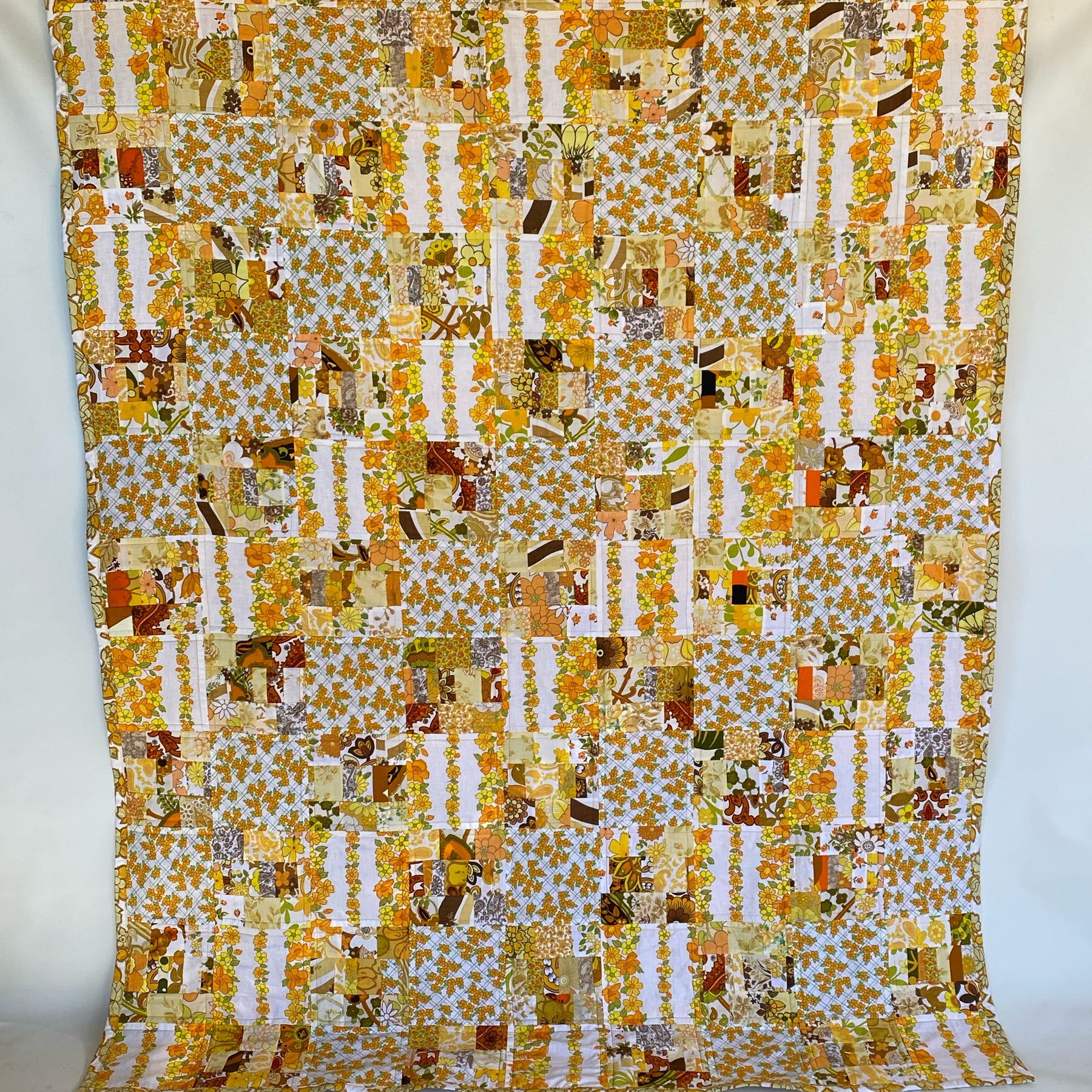 Amber Stitches Handmade Quilt Upcycled Vintage Fabrics & Wool Blanket