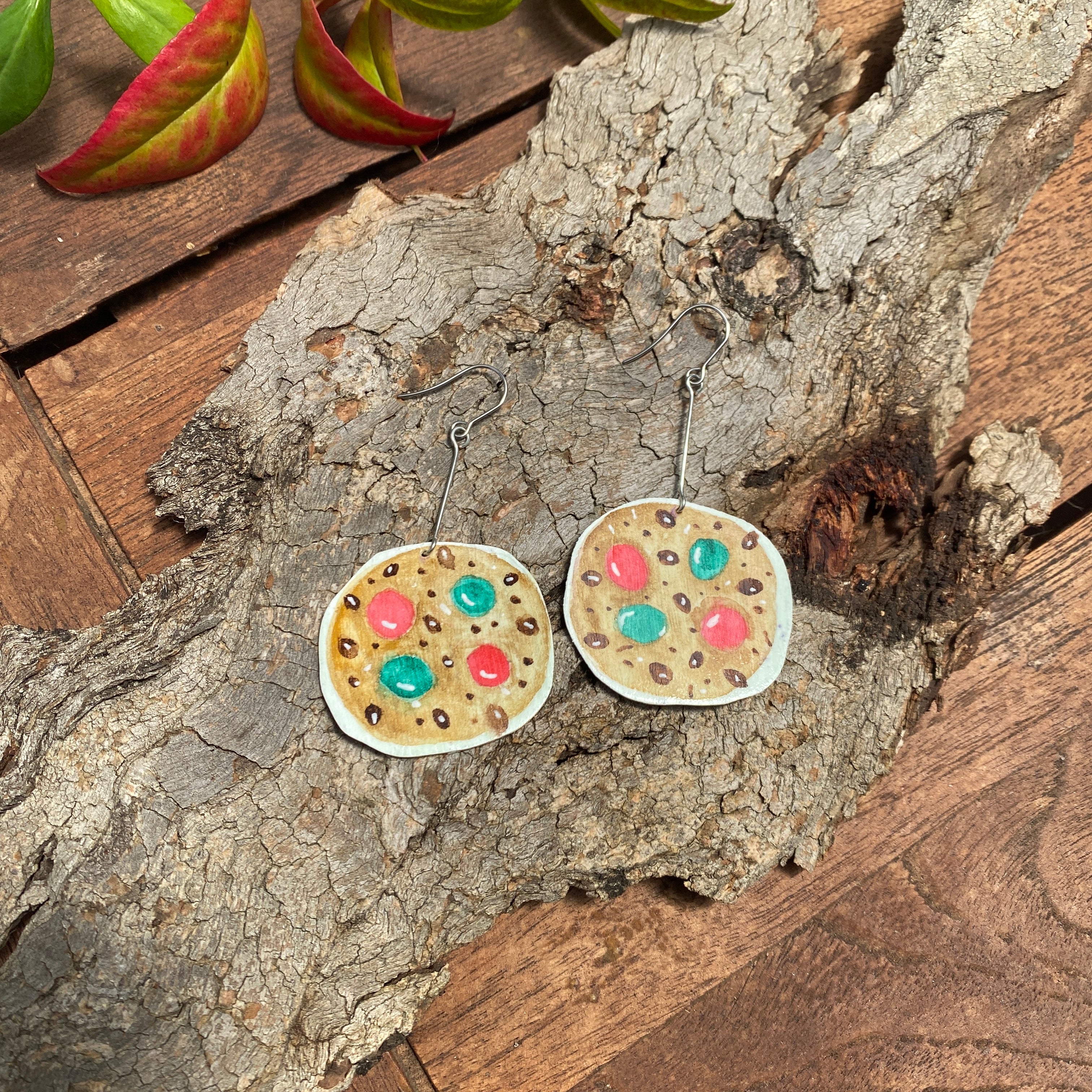 Christmas Cookie Earrings – Hand-painted Brass Jewellery