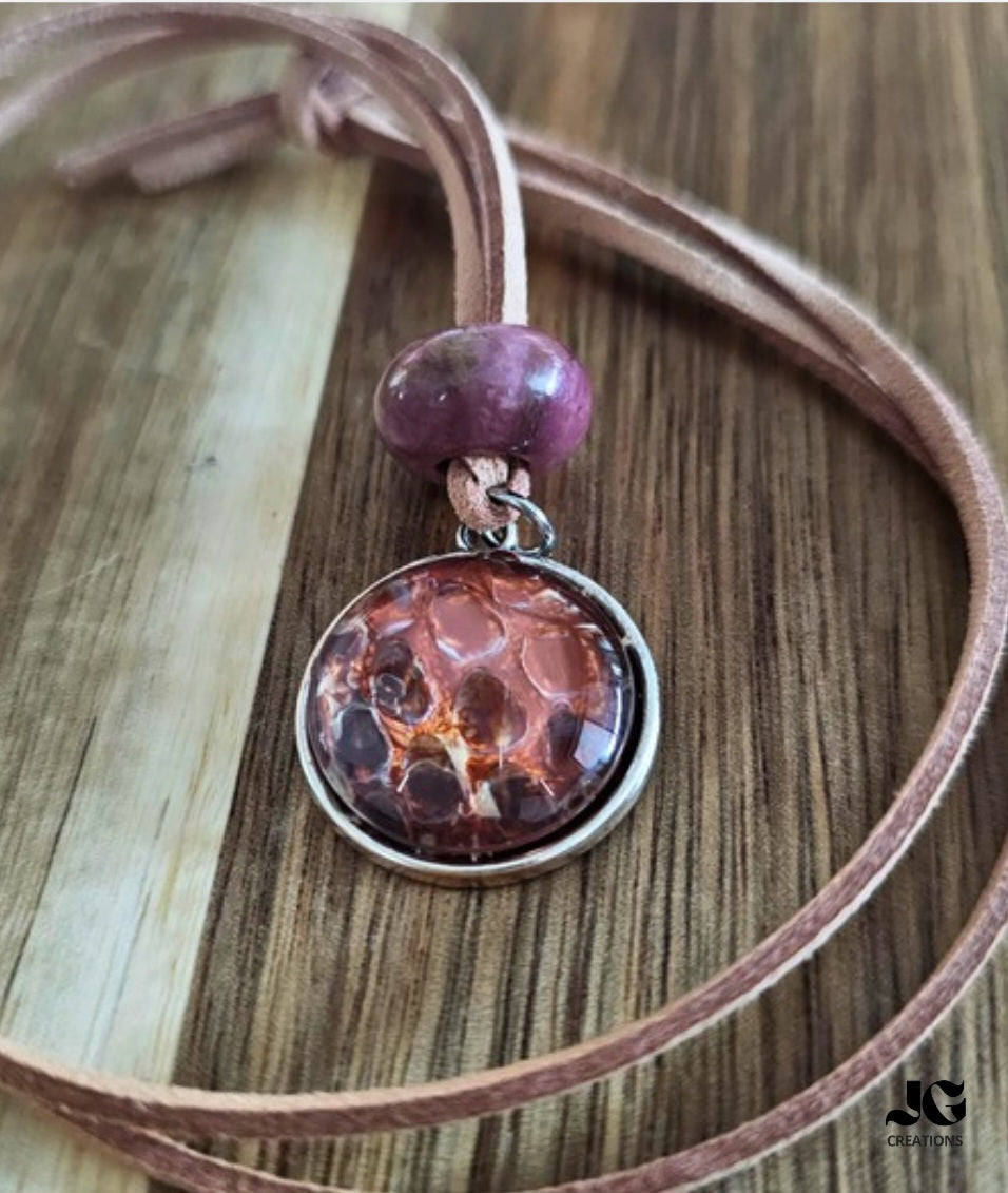 Ready to Ship Hand-Painted Snakeskin Pendant Necklace