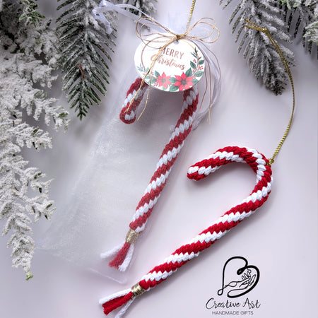 Macramé Candy Cane in organza bag