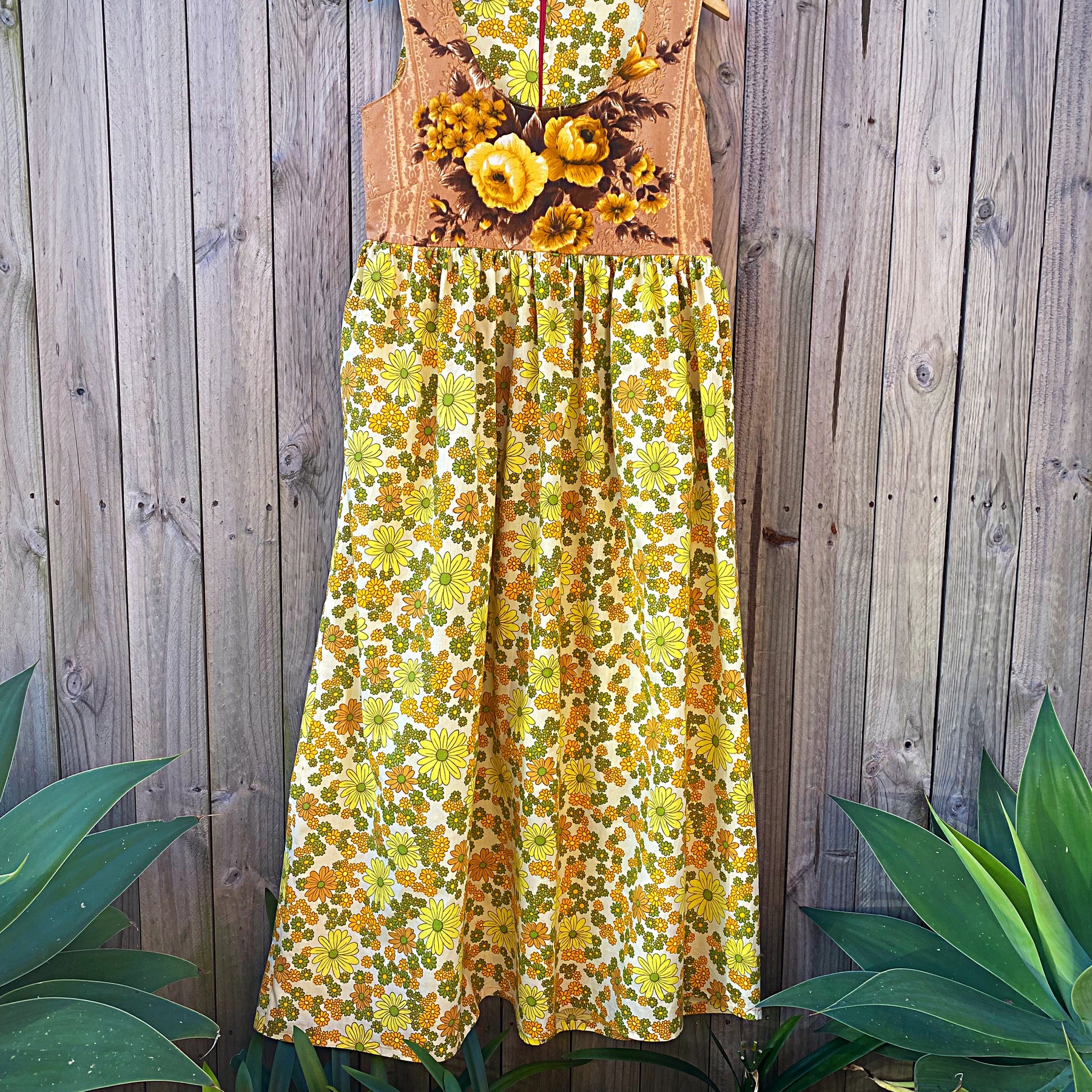 Size 12/14 one of a kind upcycled floral maxi dress