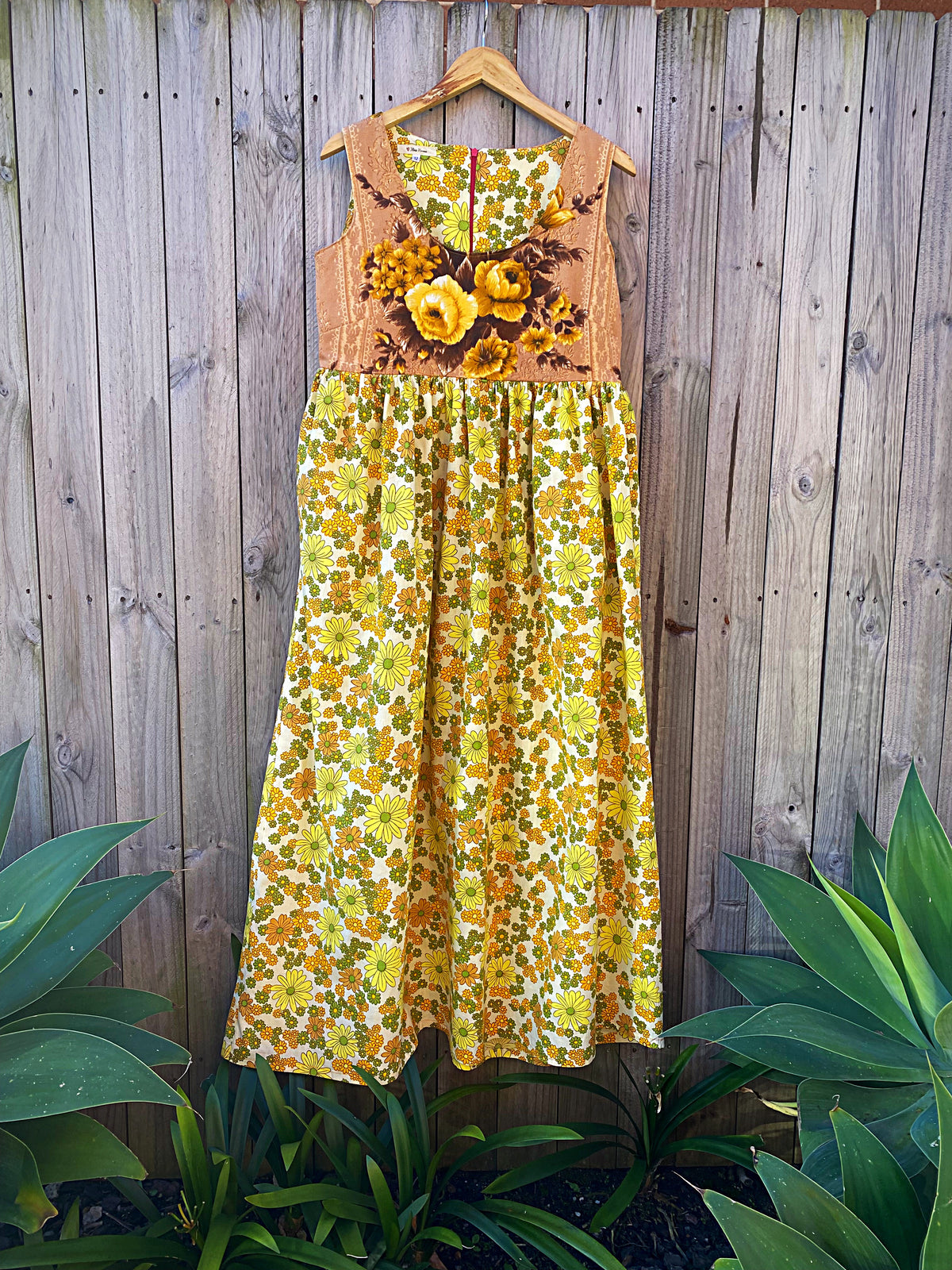 Size 12/14 one of a kind upcycled floral maxi dress