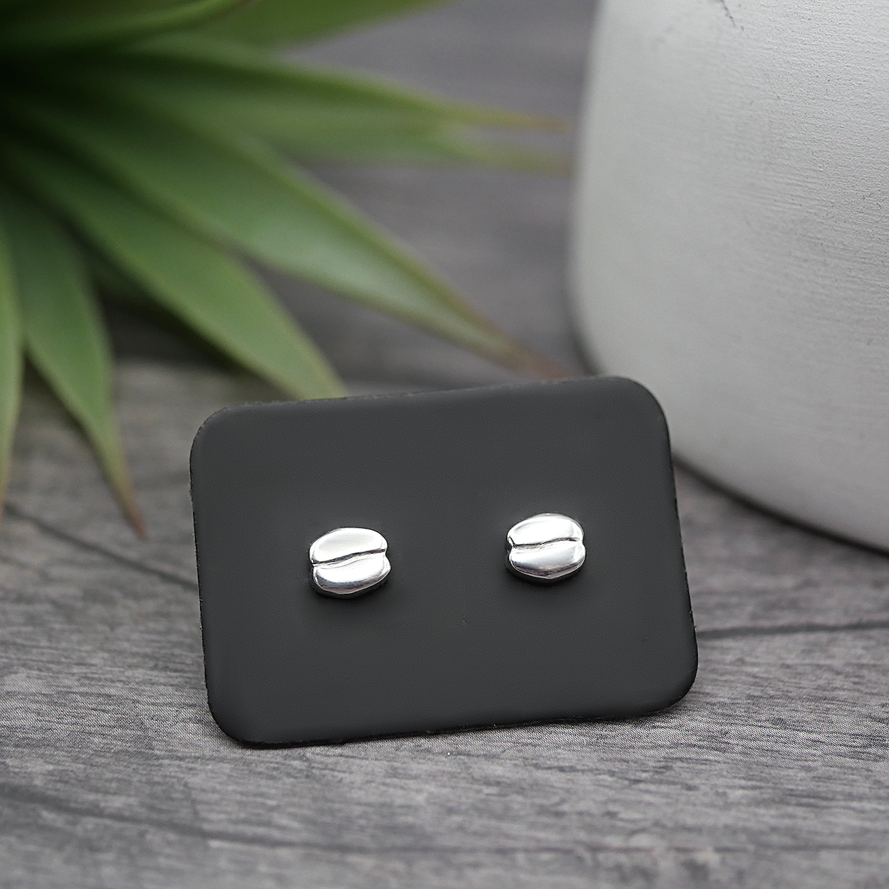 Coffee Lover Studs - Handmade Sterling Silver Coffee Beans and Cups