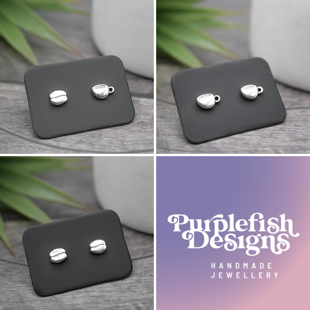 Coffee Lover Studs - Handmade Sterling Silver Coffee Beans and Cups