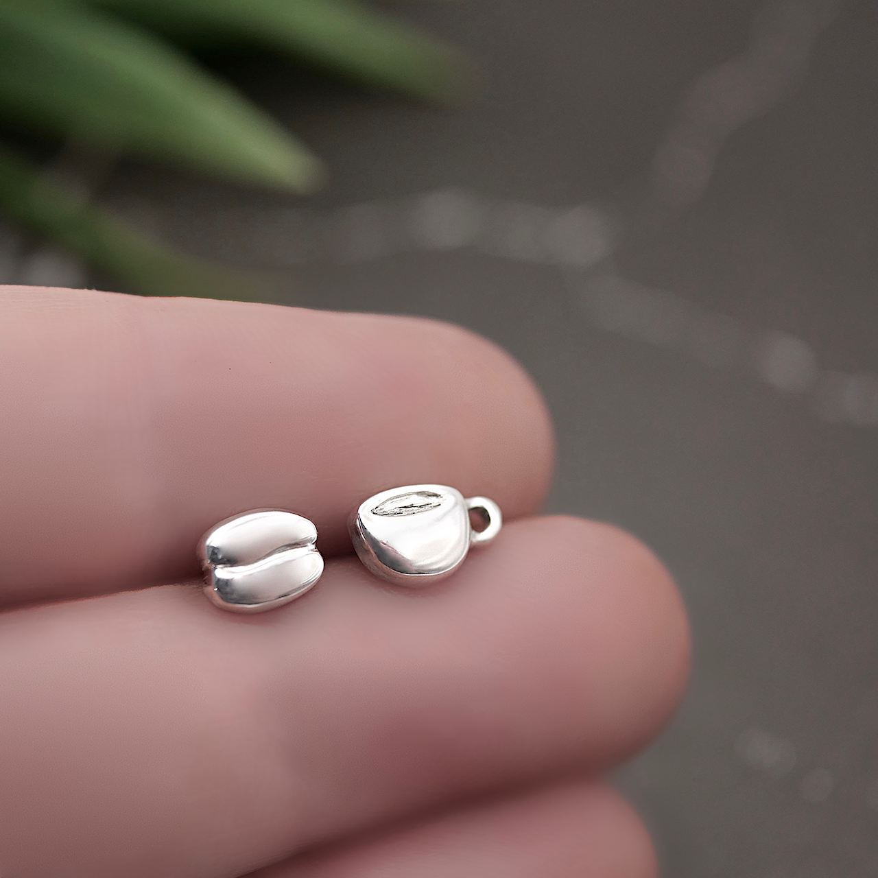 Coffee Lover Studs - Handmade Sterling Silver Coffee Beans and Cups