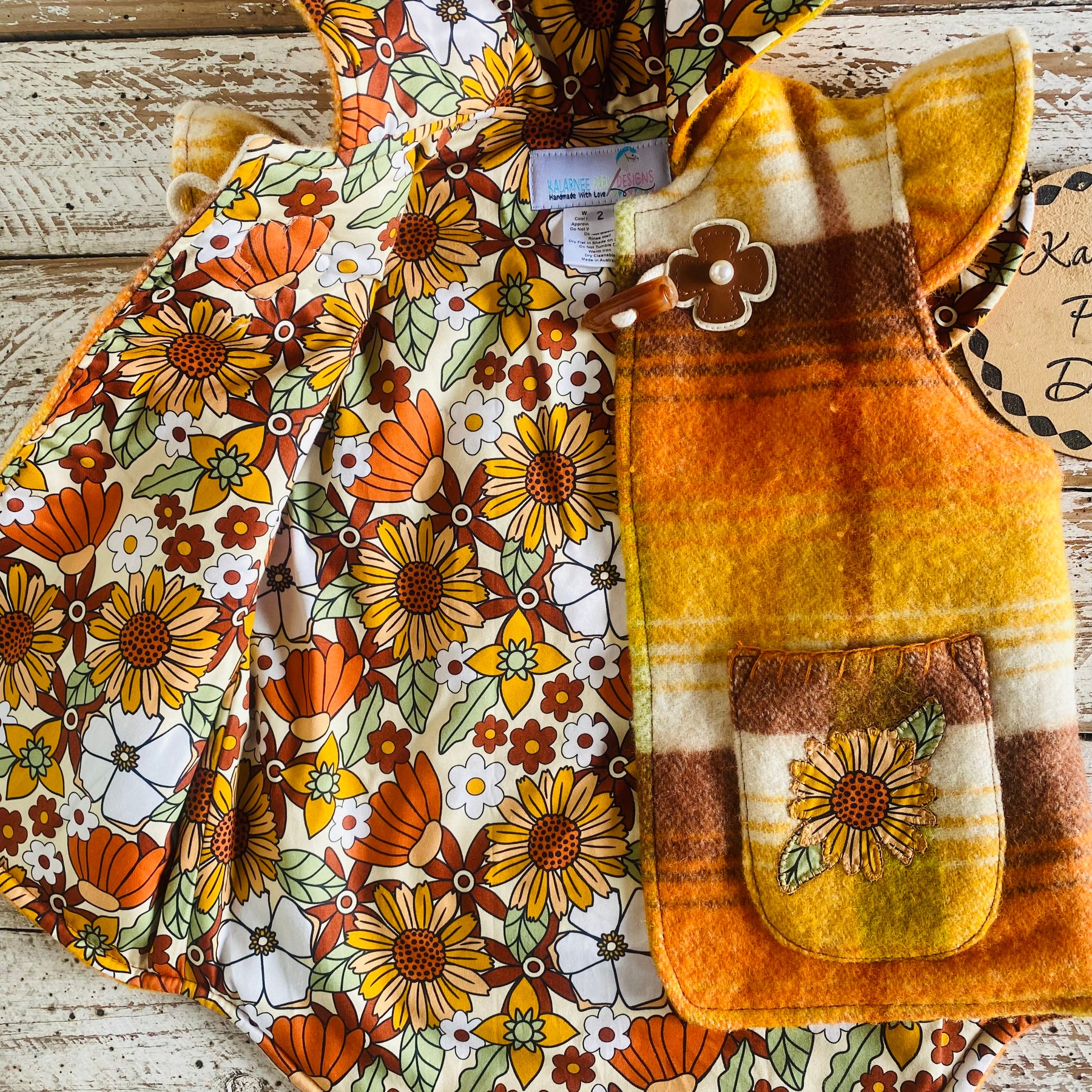 Autumn Style Vintage Wool Blanket Upcycled Vest Size 2