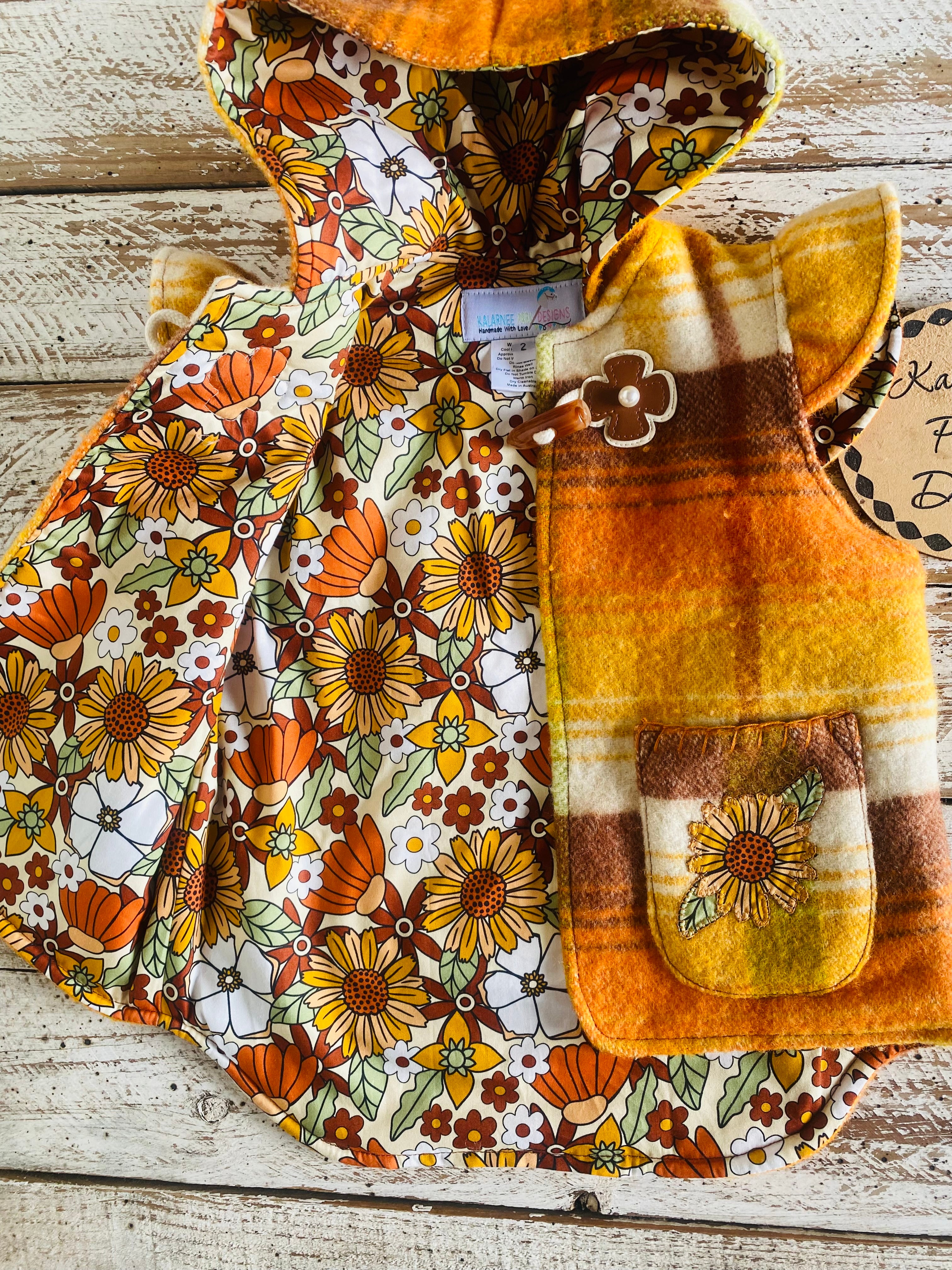 Autumn Style Vintage Wool Blanket Upcycled Vest Size 2