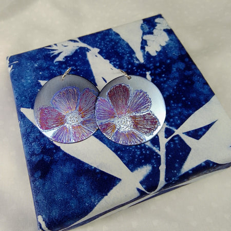 Titanium Disc Earrings-Ice Blue, Purple and Bronze