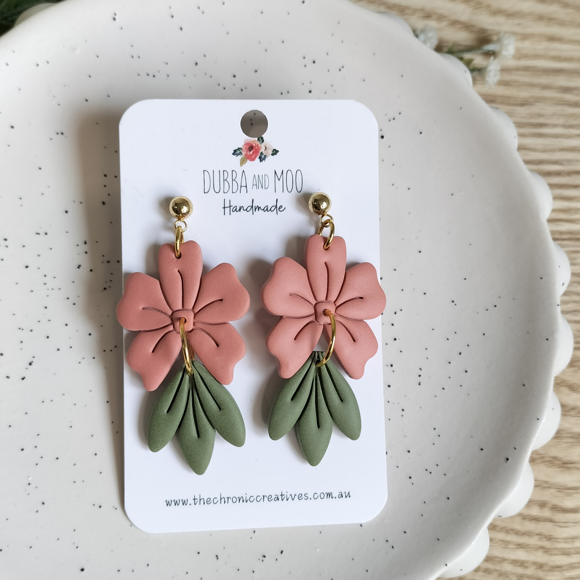 Large Statement Flower Polymer Clay Dangle Earrings - Assorted Colours