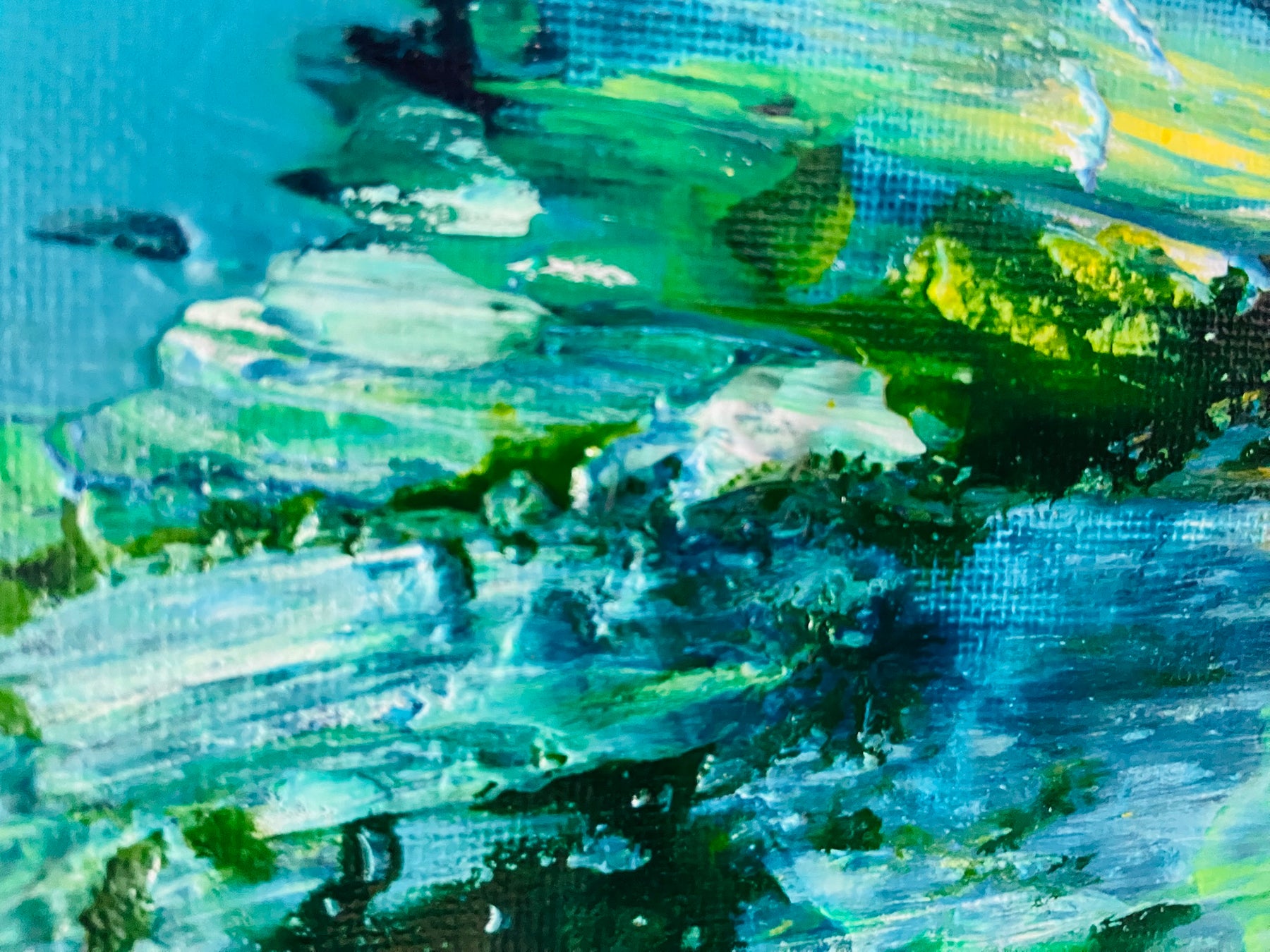 Water Lilies Encore Painting, Abstract Acrylic Wall Art by Margo Humphries