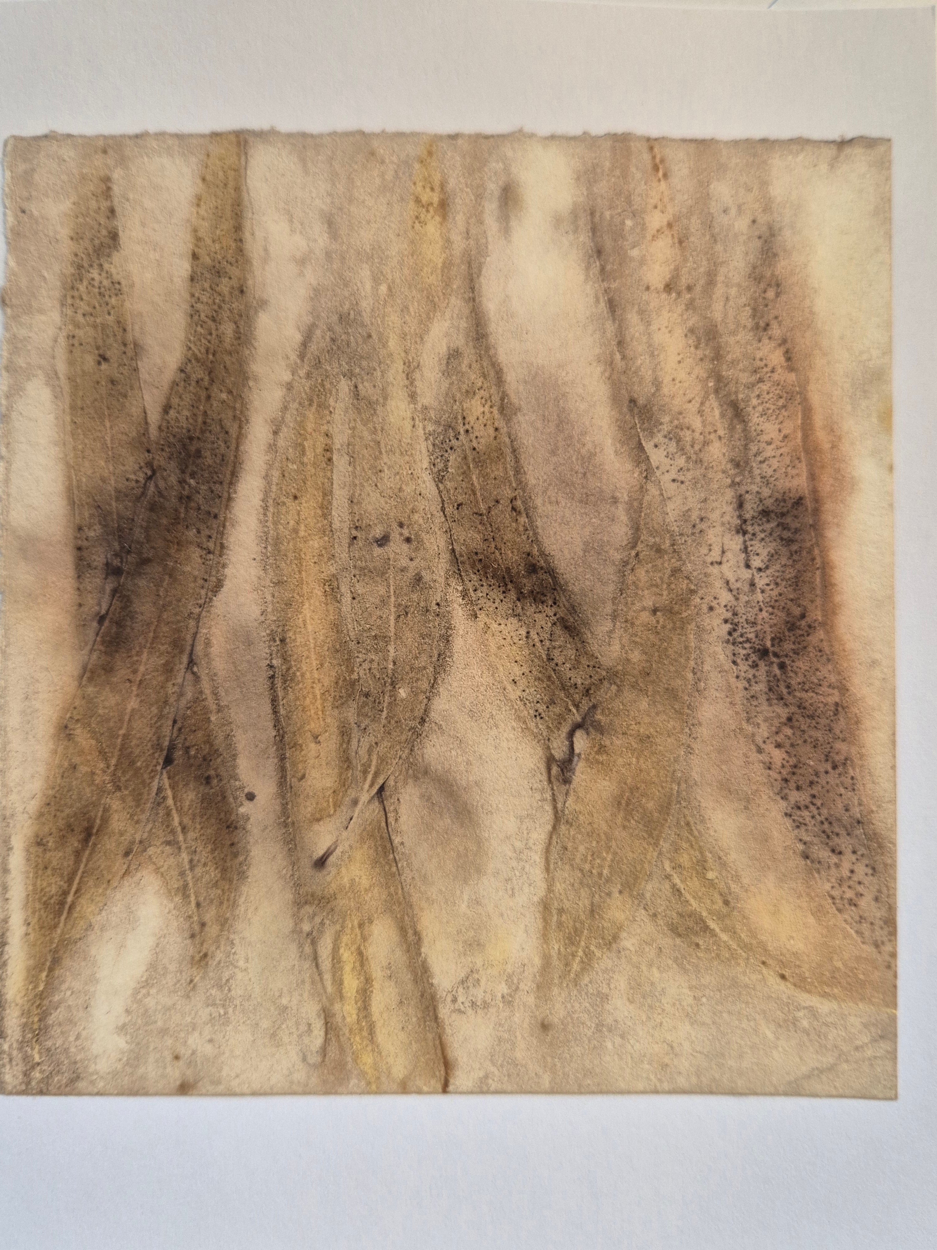 Card original ecoprinted eucalyptus tonal