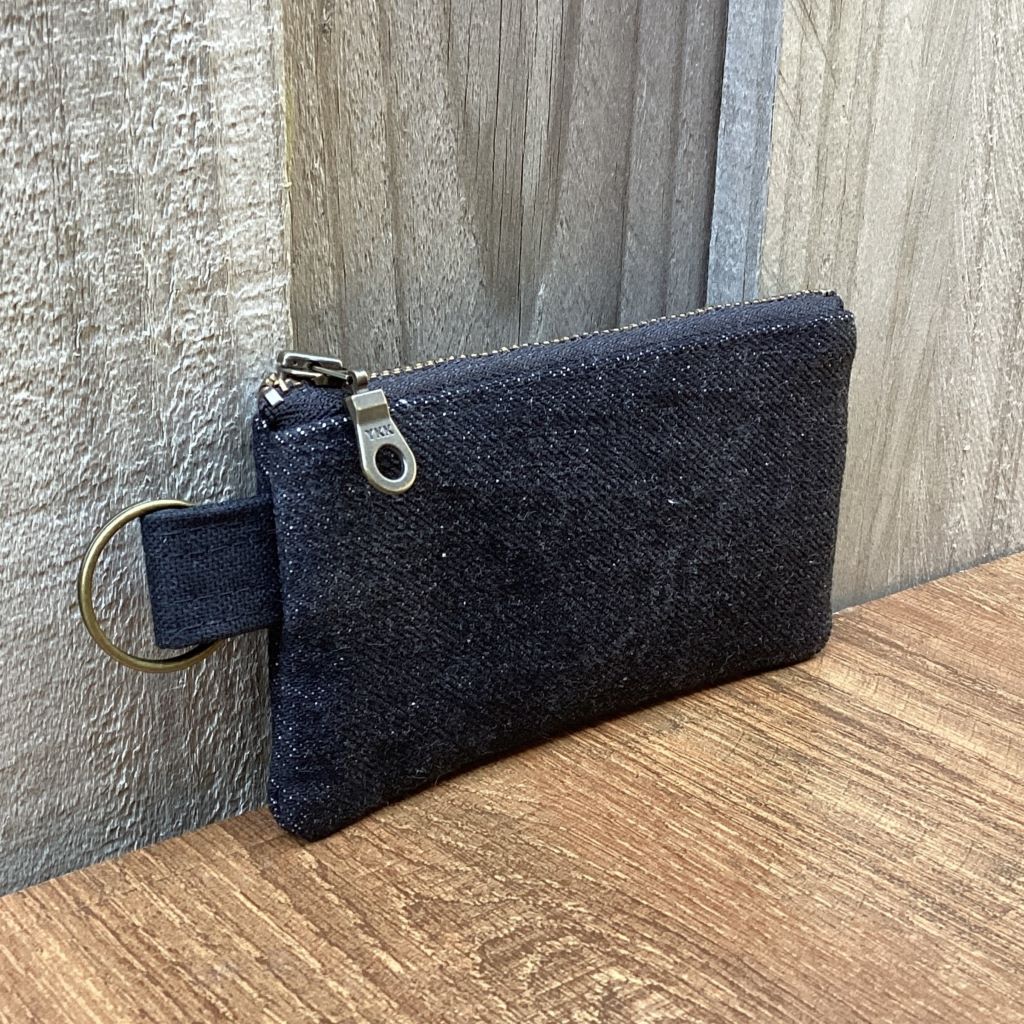 Small Keyring Pouch - Black Upcycled Denim