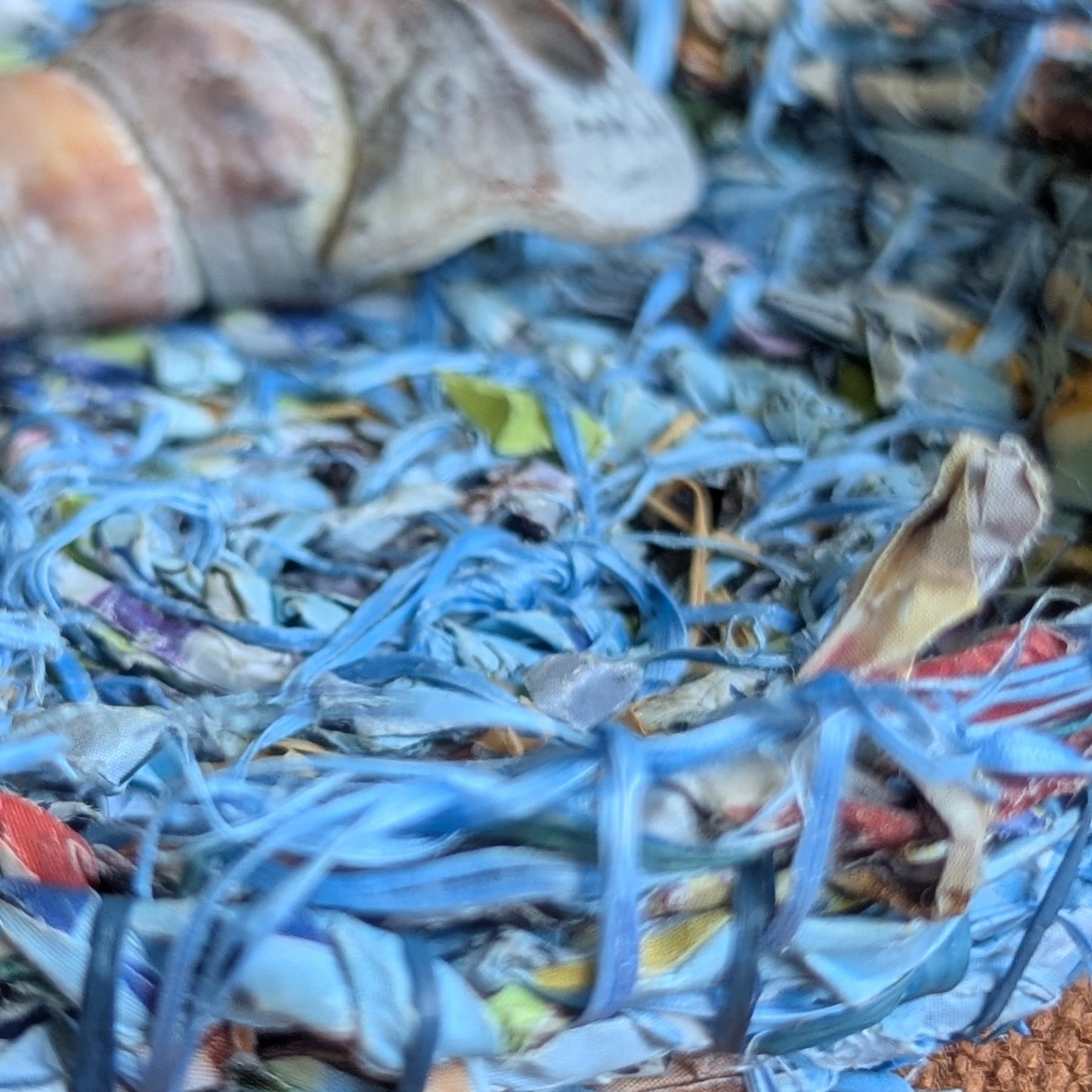 Basket Marine Rope fibre with Handmade Paper Cordage. | Small Blue Basket Upcycled Materials