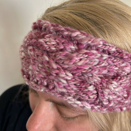 Copy of Hand Knitted Wool Headband - Strawberries and Cream Plait