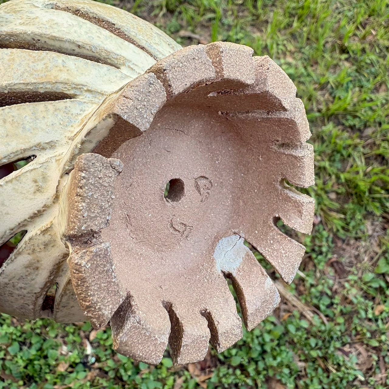 Ceramic carved pedestal orchid pot