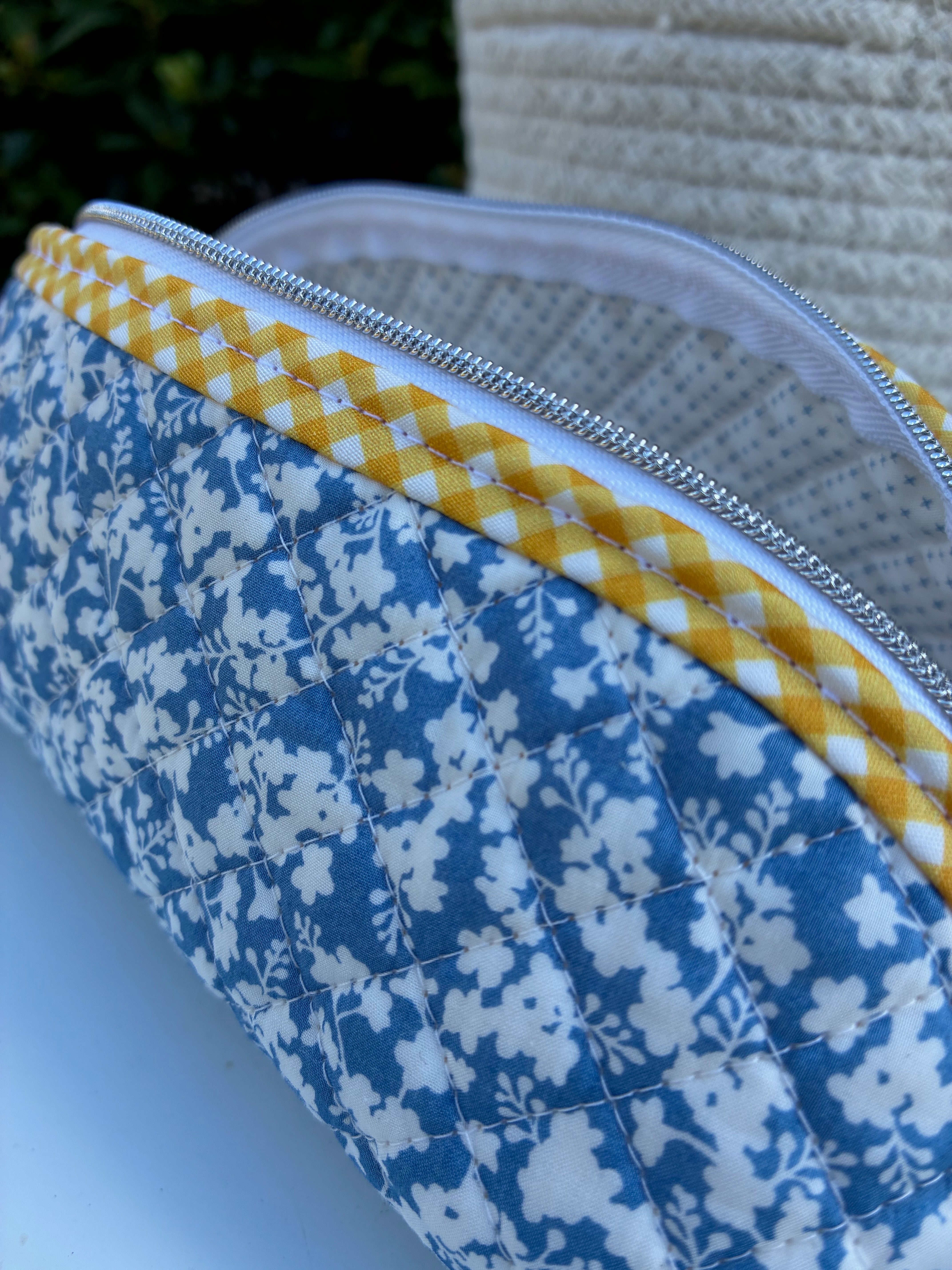 Quilted Trixie Zip Pouch – Ferguson Blue (Liberty of London)