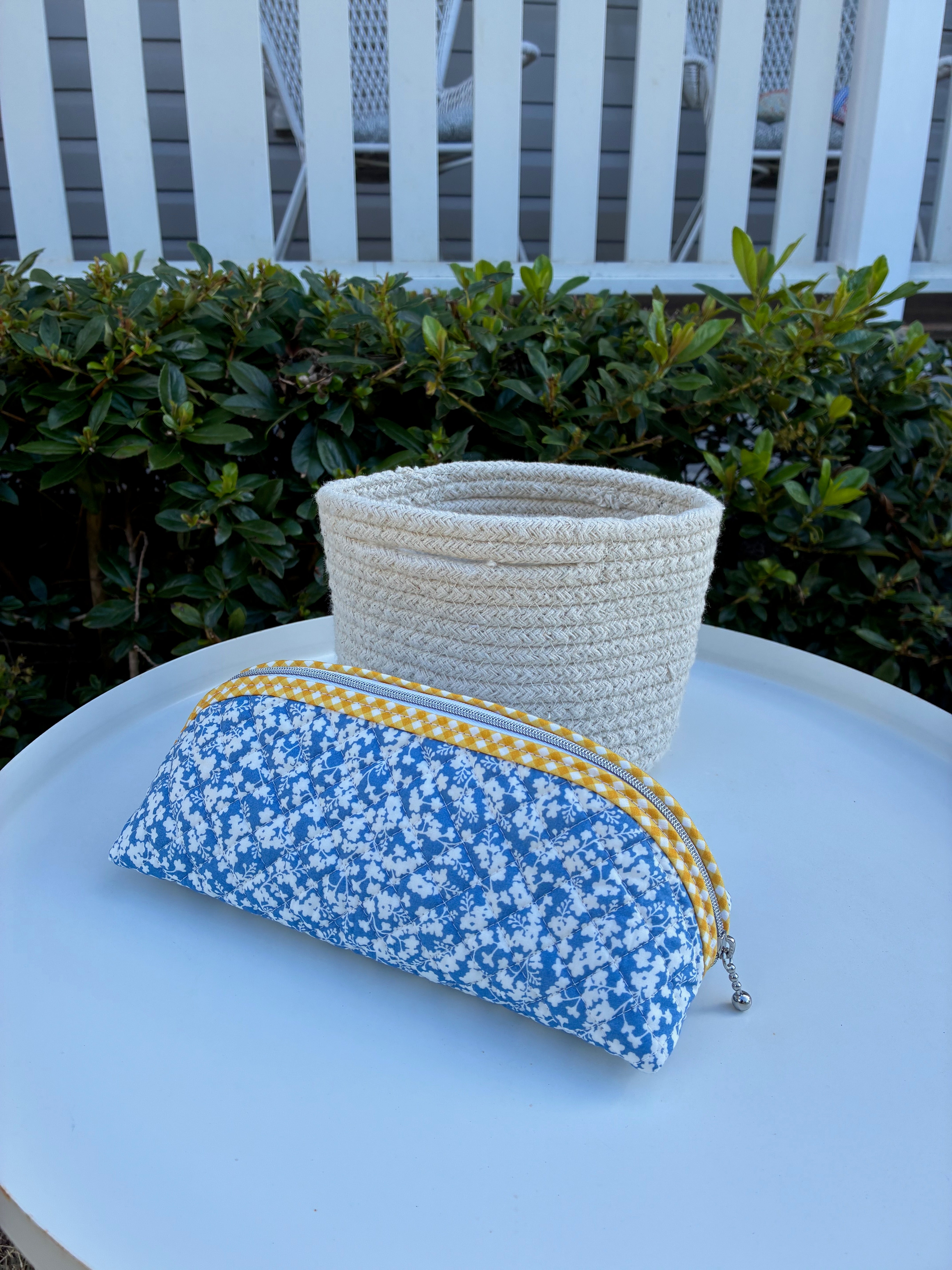 Quilted Trixie Zip Pouch – Ferguson Blue (Liberty of London)