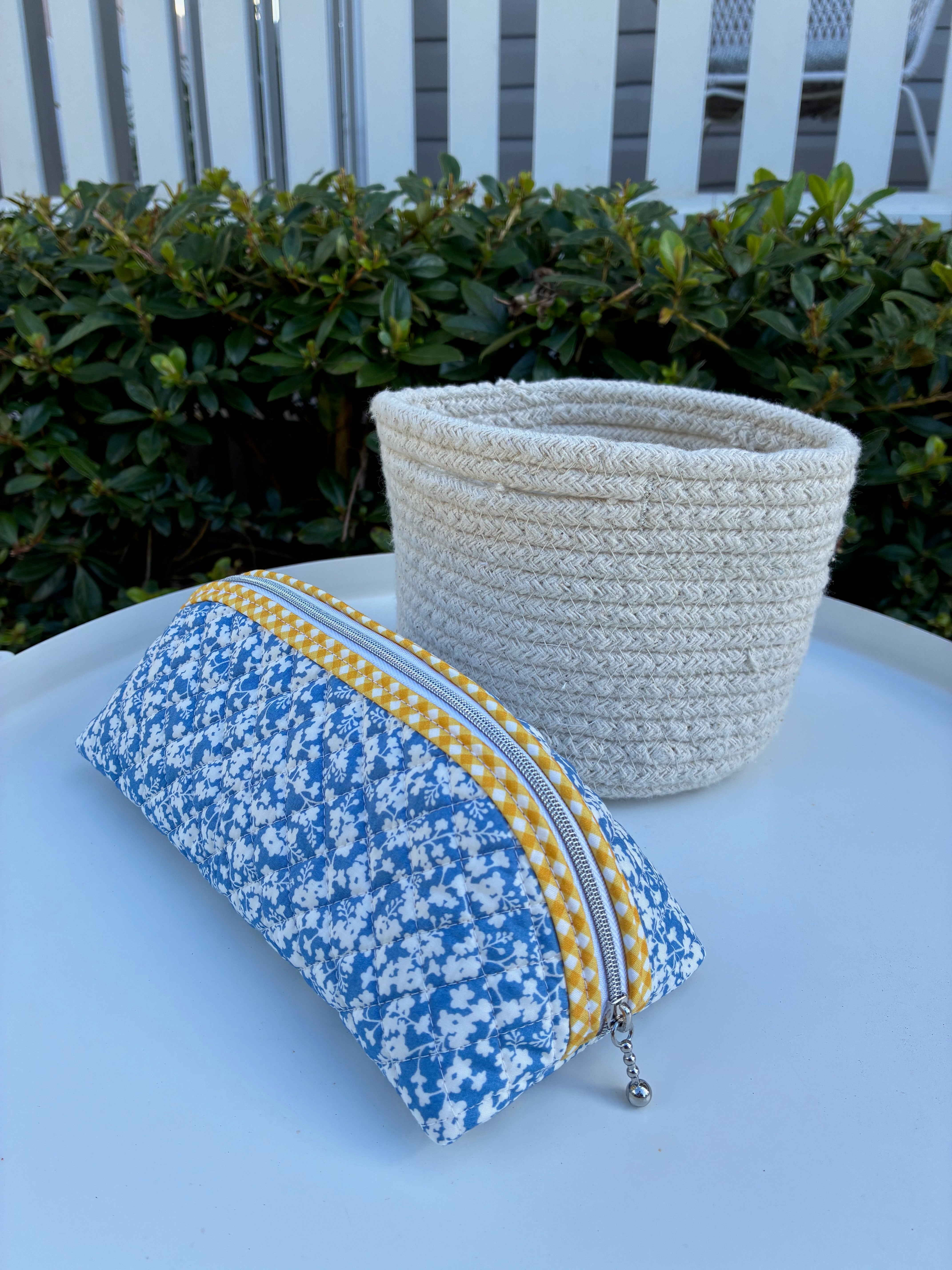 Quilted Trixie Zip Pouch – Ferguson Blue (Liberty of London)