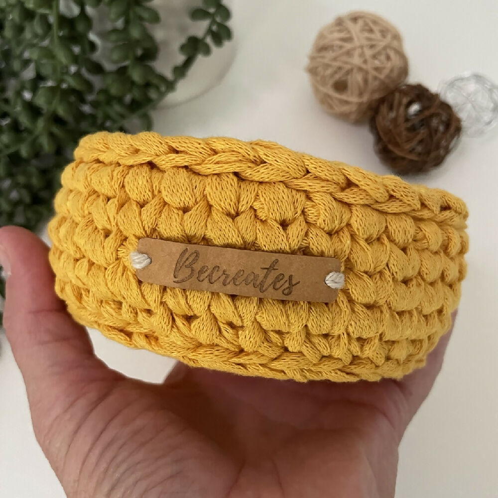 Crochet handmade basket | Home Decor | Mustard Mini