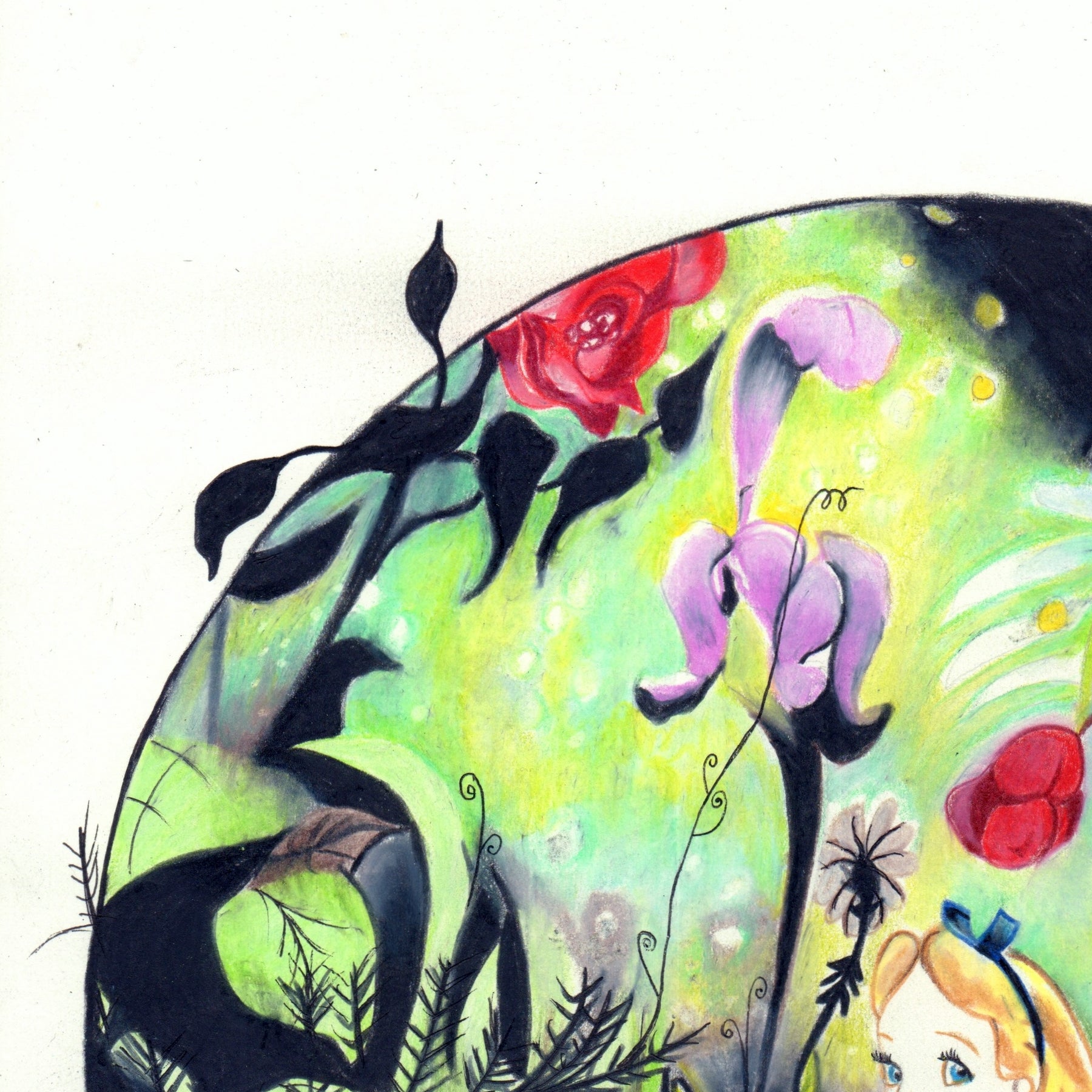 Alice in the Forest - Handdrawn Print of Original Art