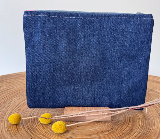 Zipper Pouch - Textile Collage - Curvy Pink