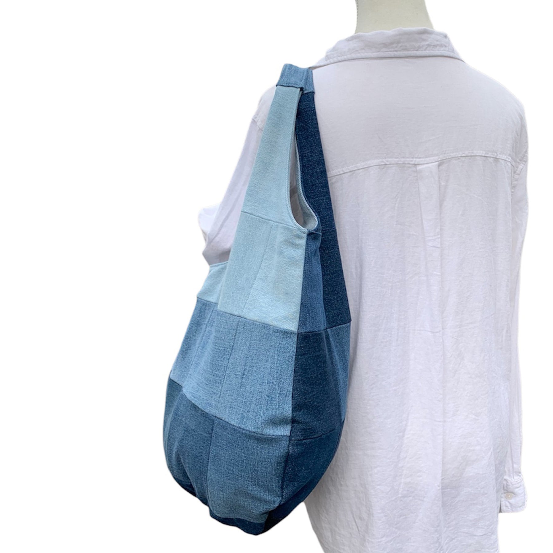 Large Handmade Upcycled Denim Patchwork Shoulder Bag