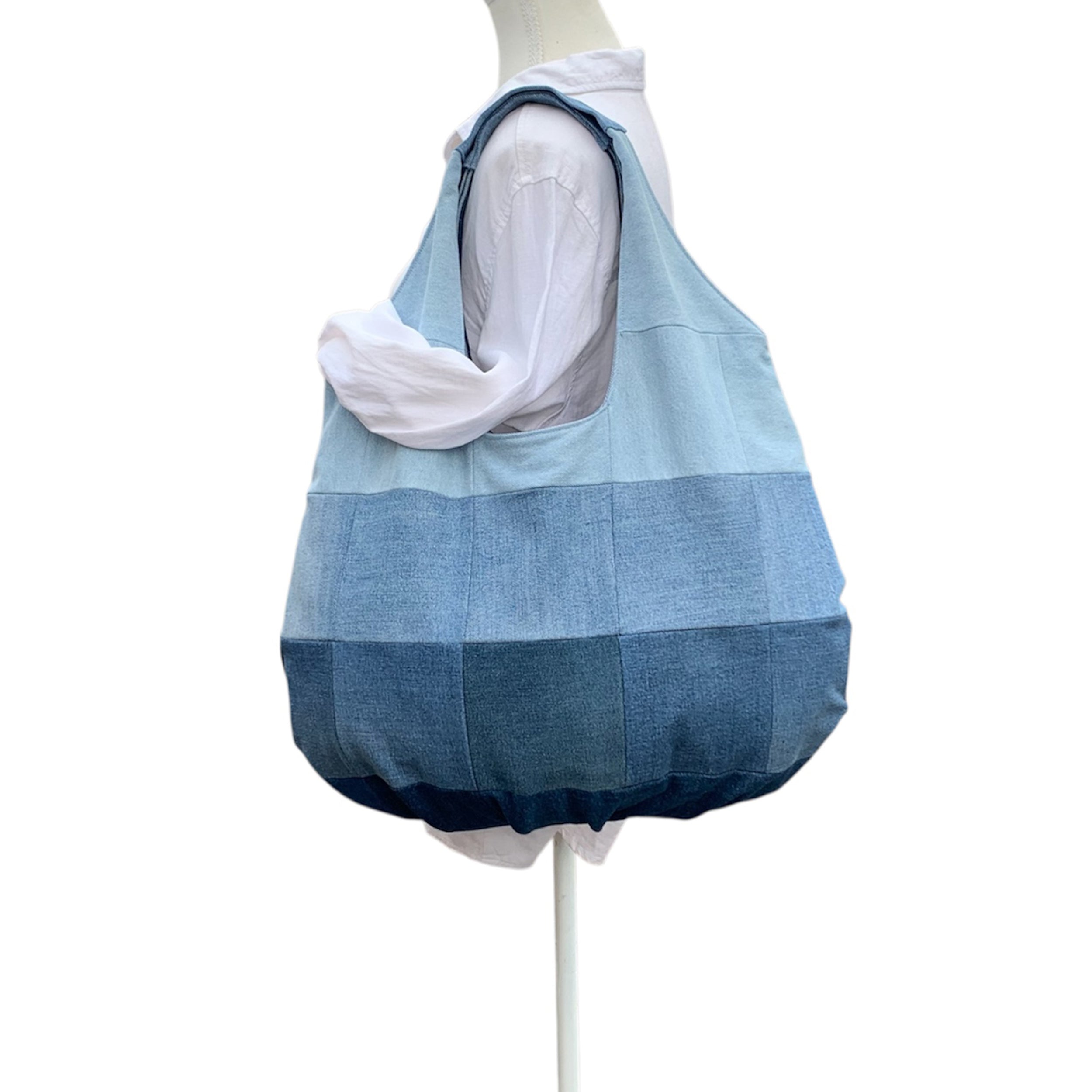 Large Handmade Upcycled Denim Patchwork Shoulder Bag