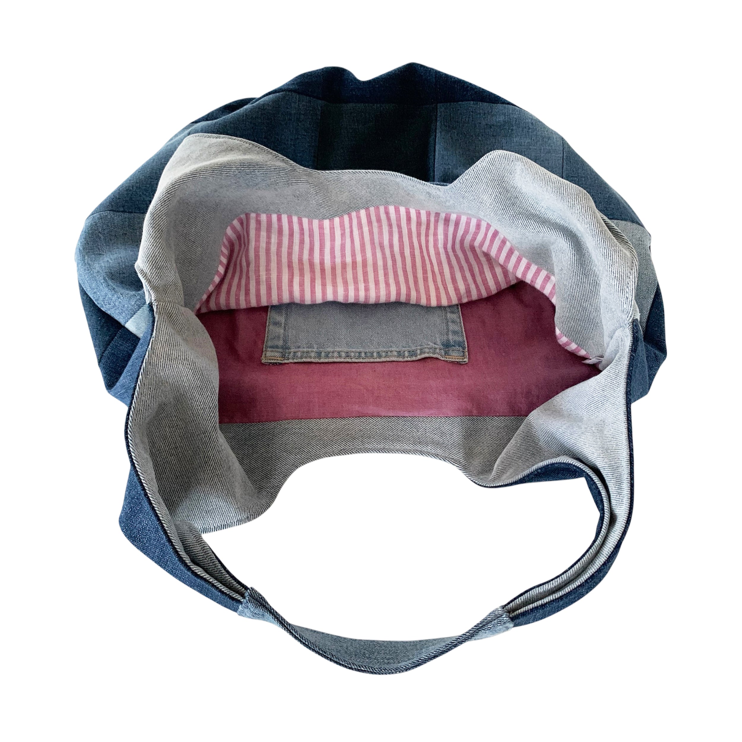 Large Handmade Upcycled Denim Patchwork Shoulder Bag