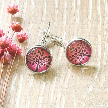 Pink Tree of Life Earrings • Handmade with Papers