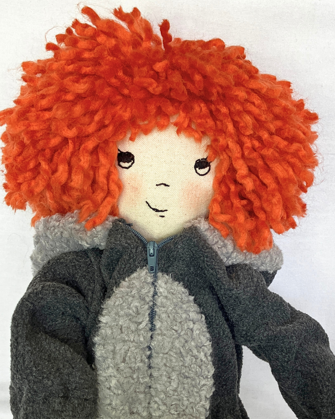 Handmade Cloth Doll (53cm) | Wolf Onesie | Jo