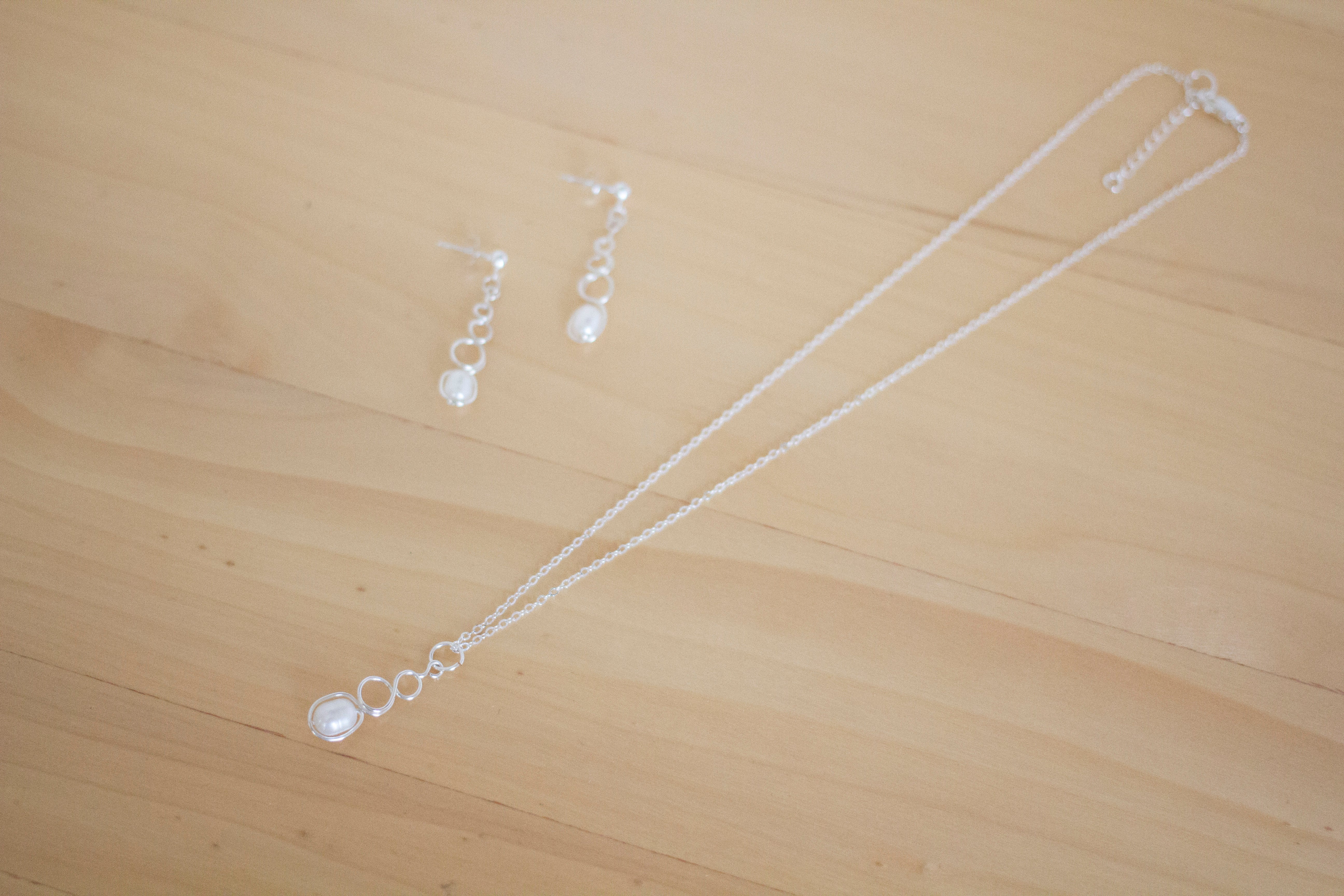 White Freshwater Pearl Earrings & Necklace Set
