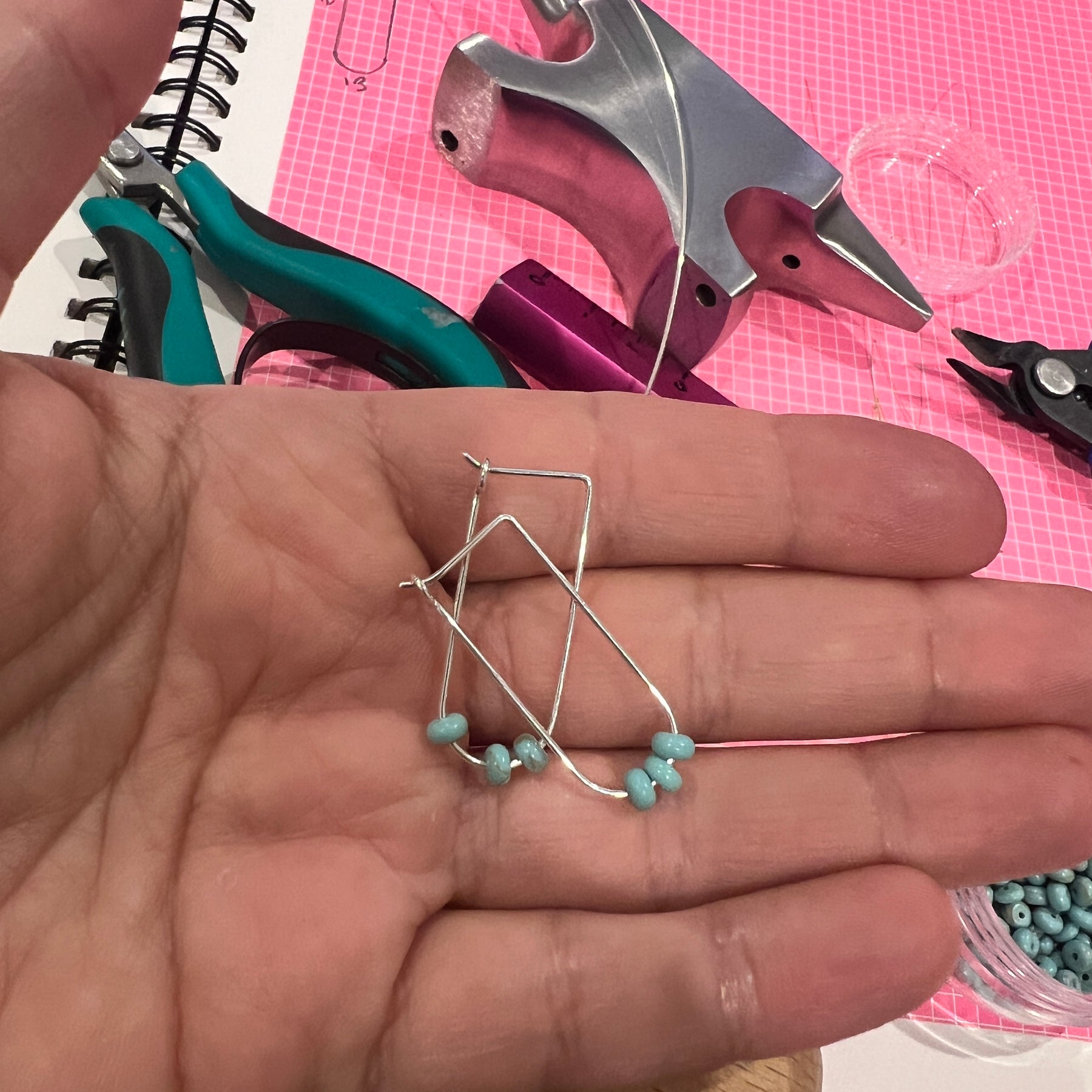 Oval Hoops in Sterling Silver + Howlite