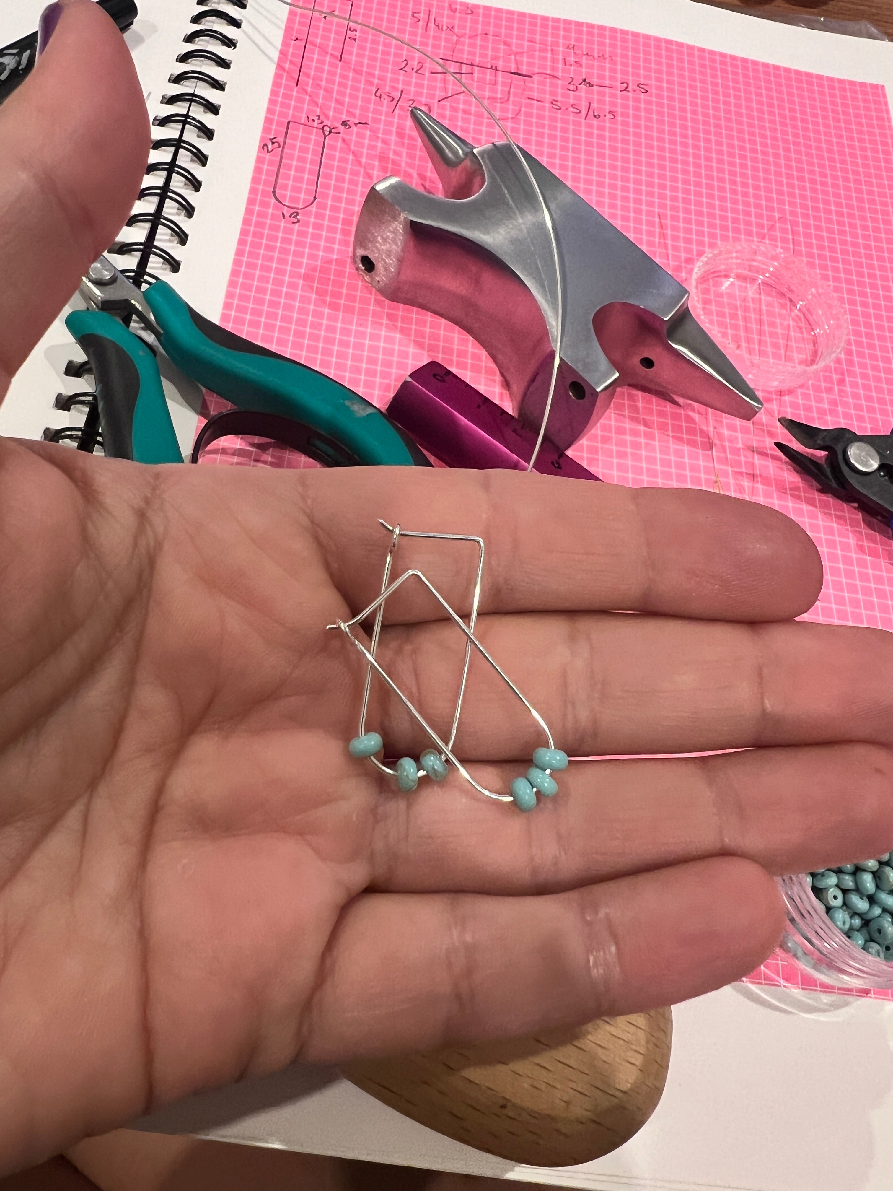 Oval Hoops in Sterling Silver + Howlite